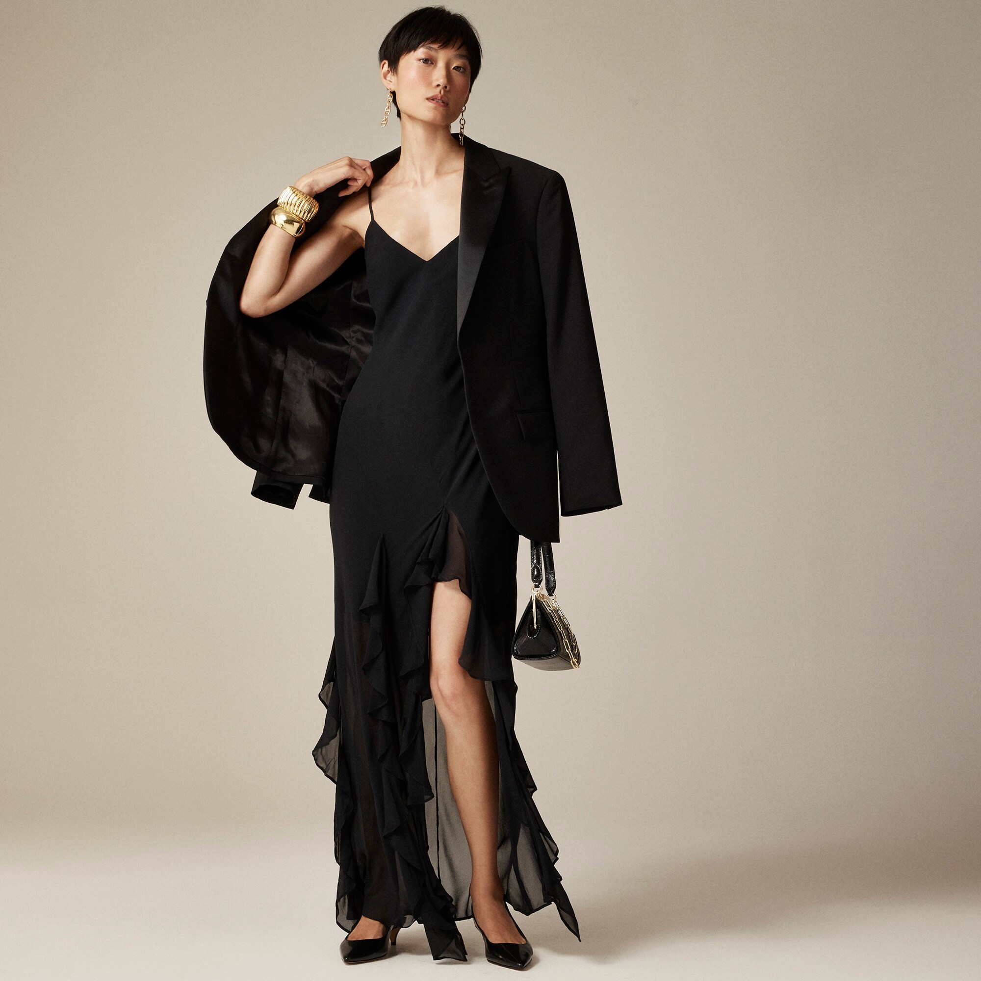  Ruffle slip dress in chiffon