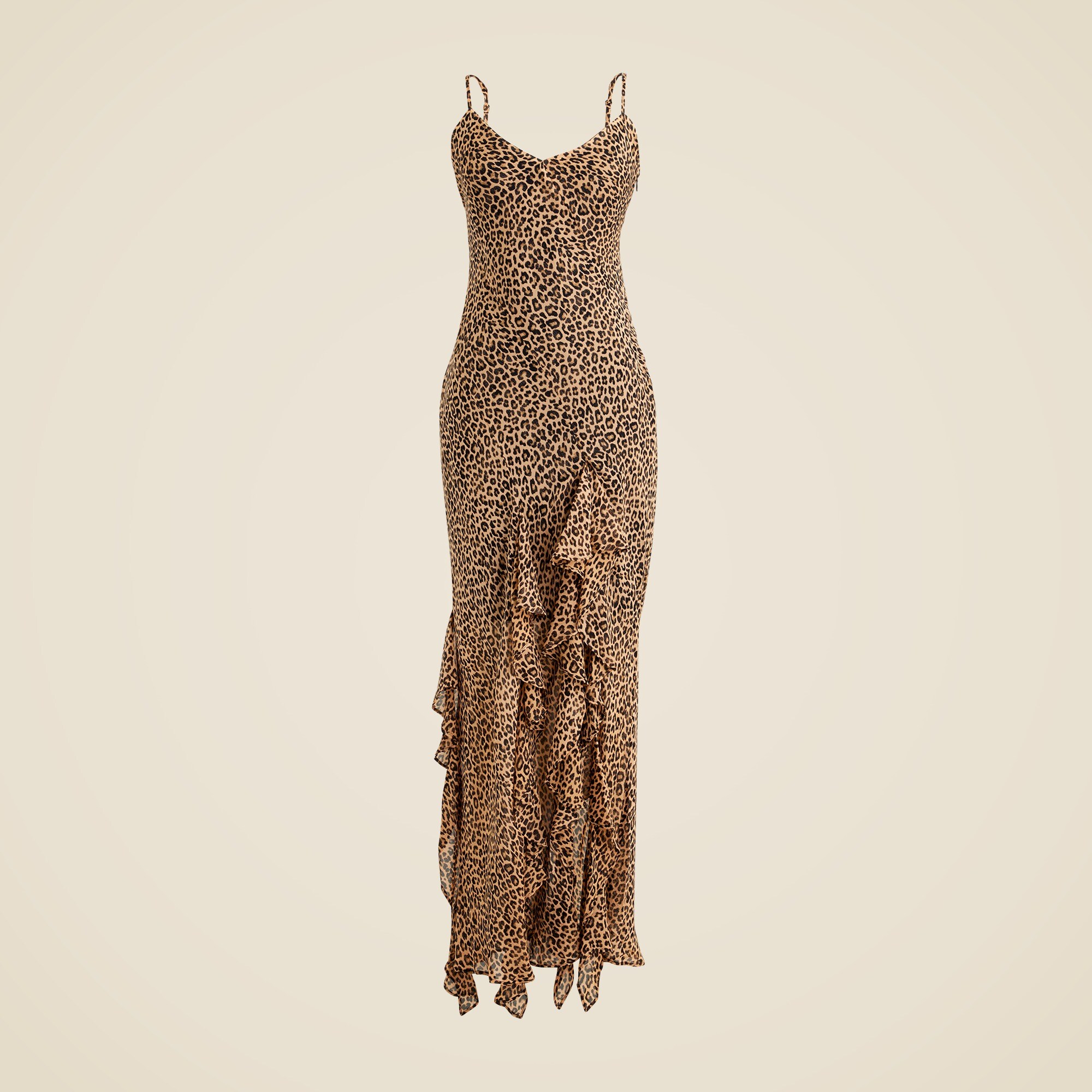 Ruffle Slip Dress In Leopard Chiffon For Women | J.Crew
