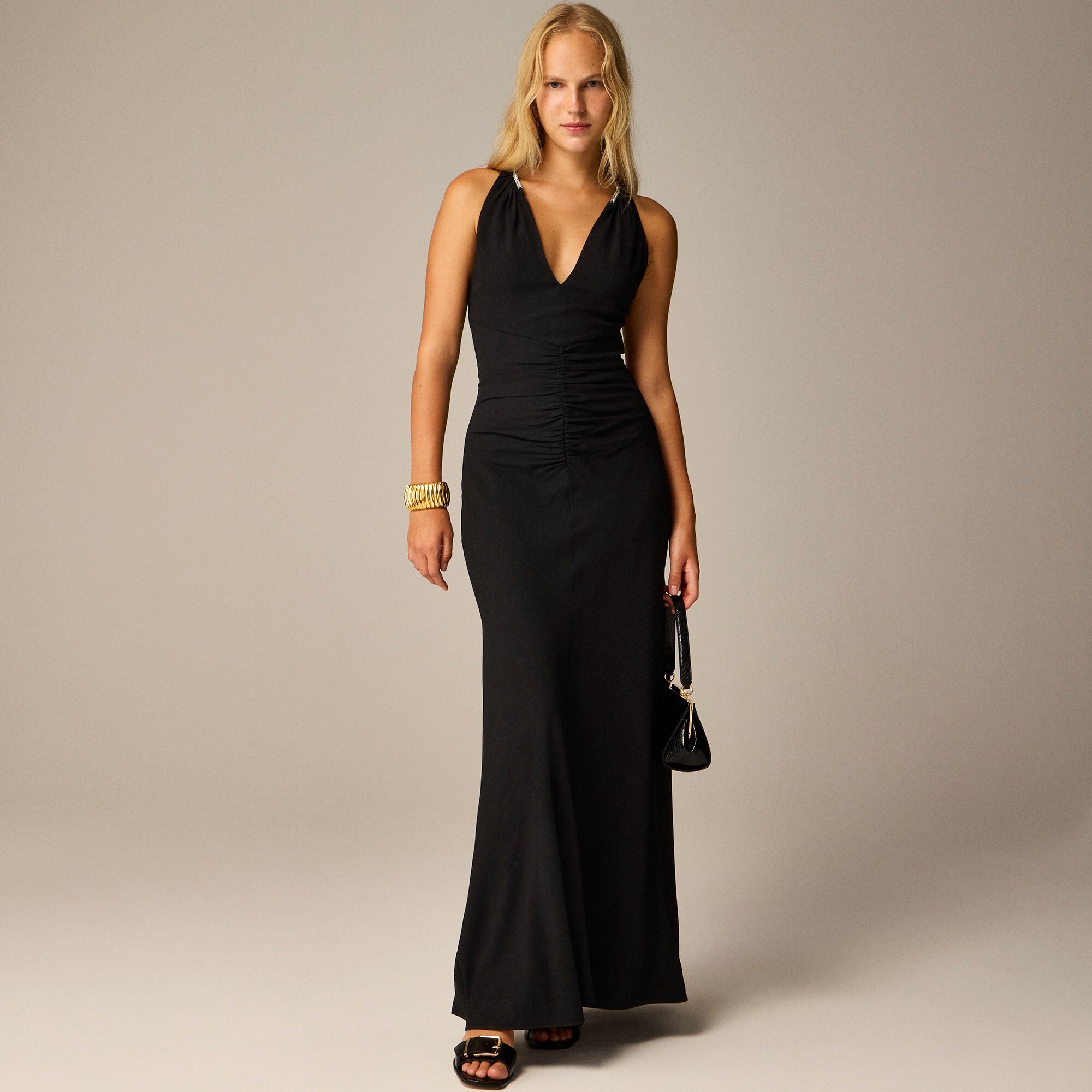  Full-length embellished ruched dress