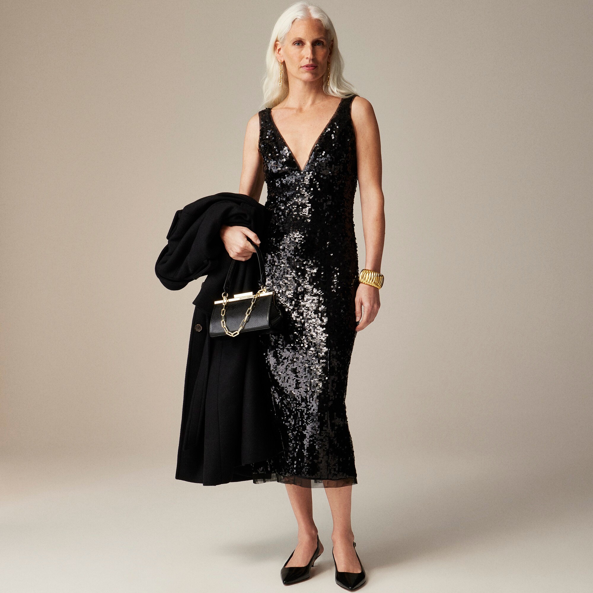  Sequin midi sheath dress