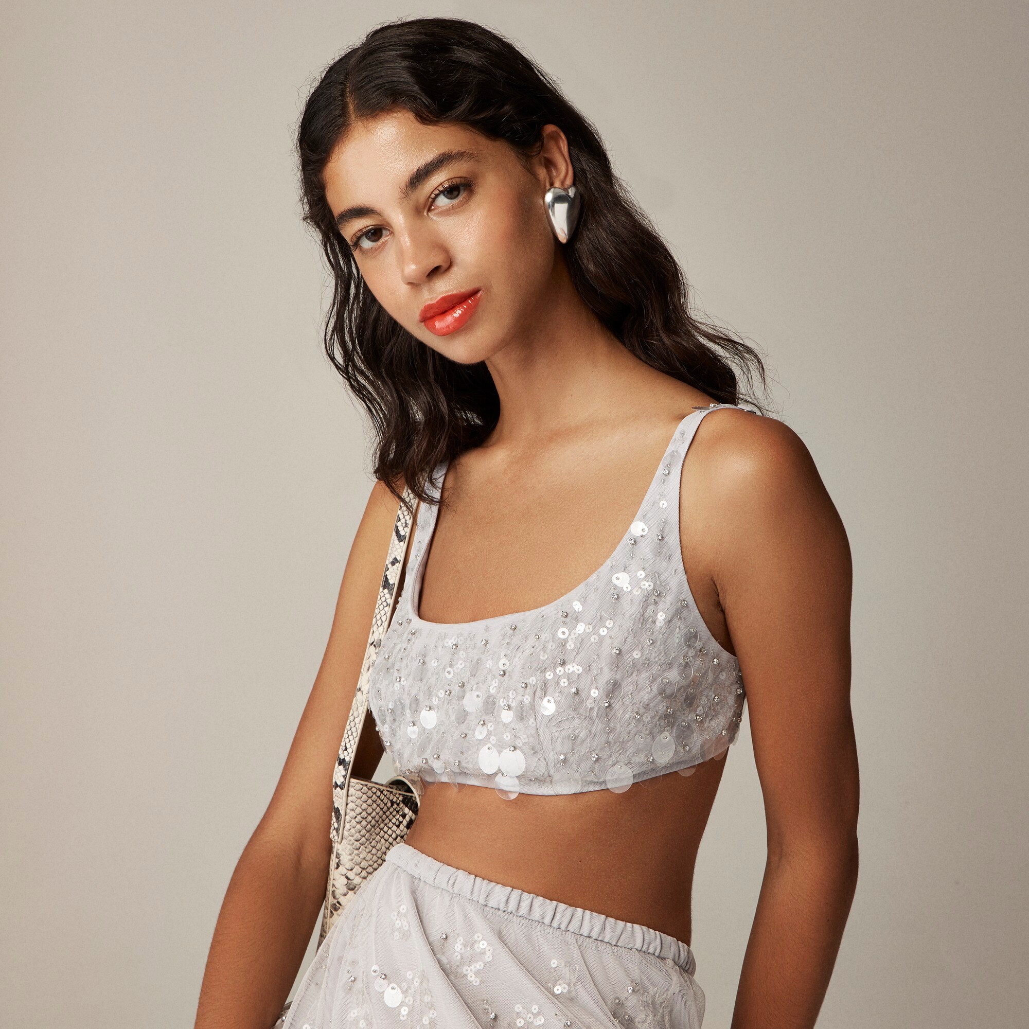  Collection sequin-embellished bra top