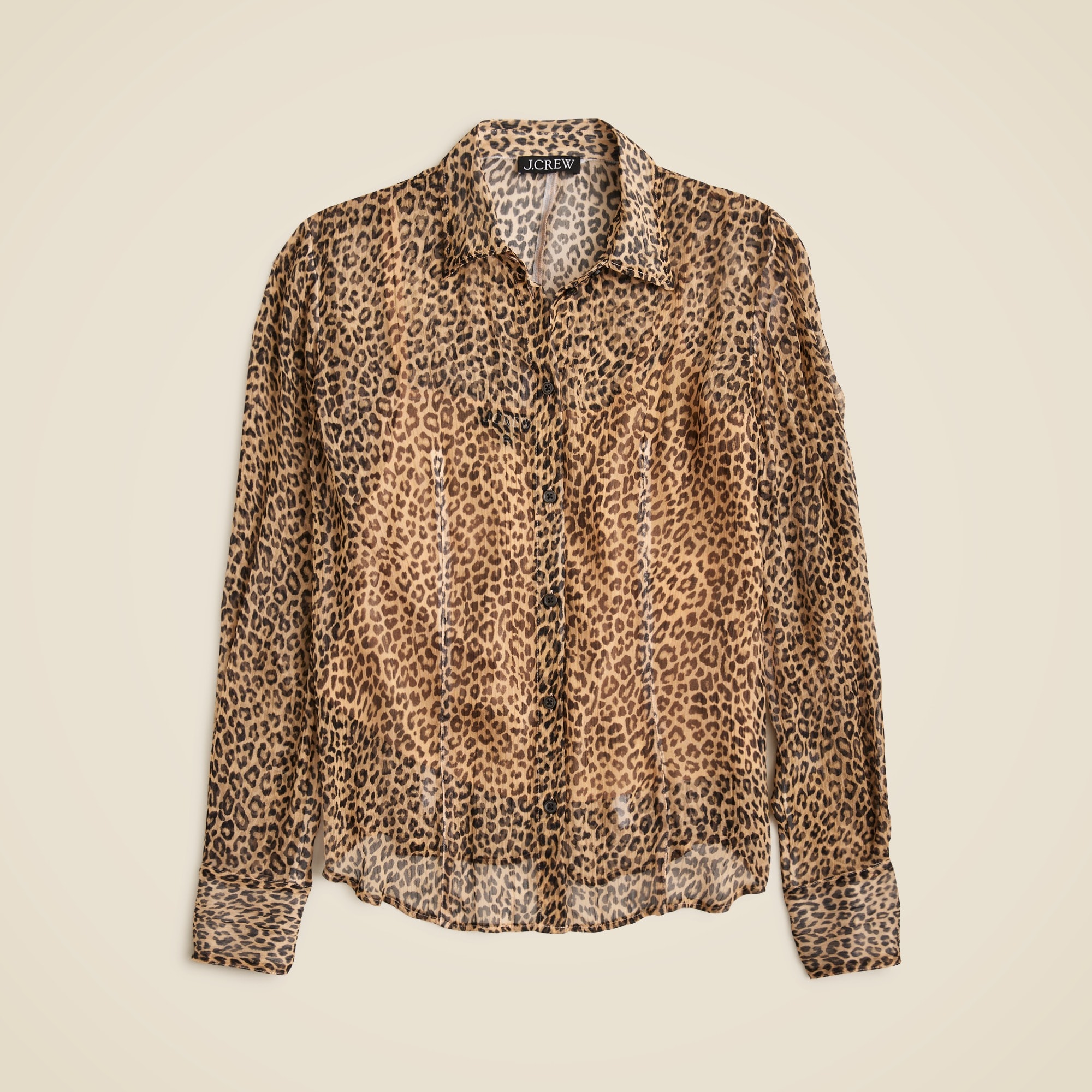 Sheer leopard-print shirt in crinkle chiffon