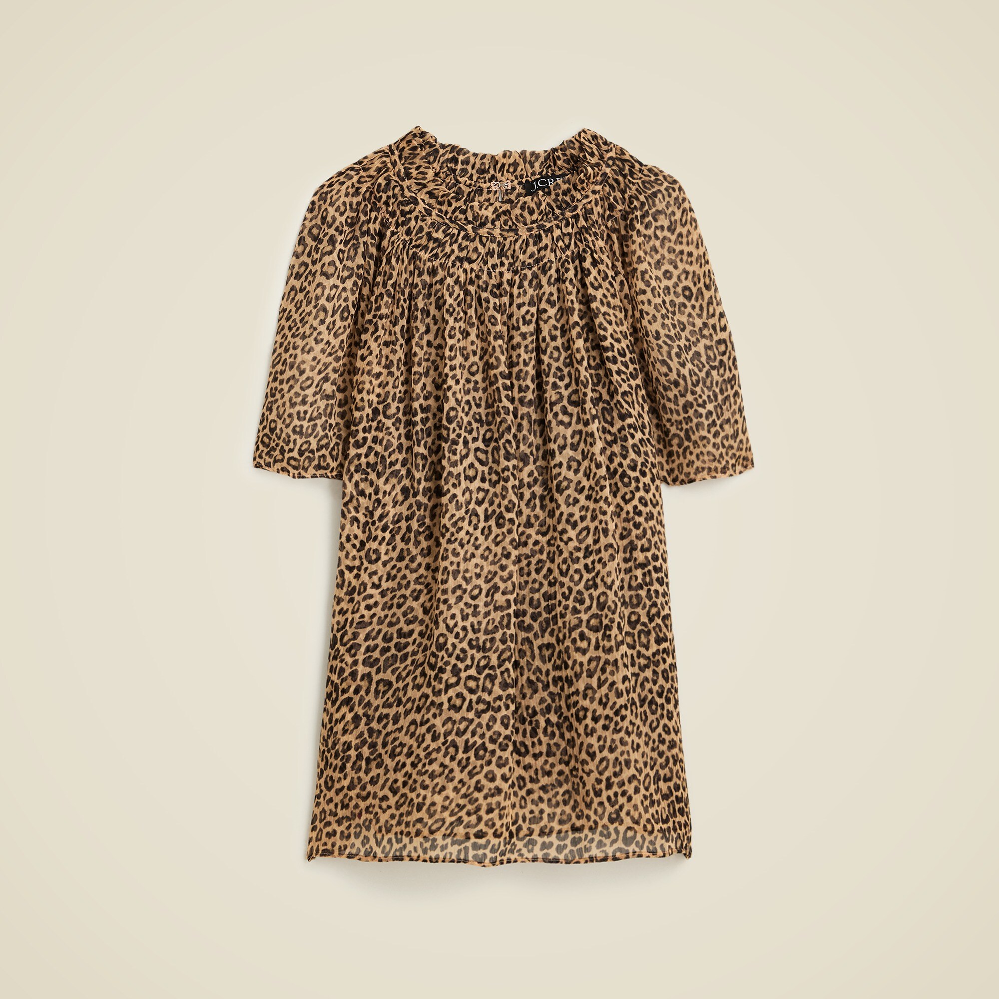 Crinkle chiffon smocked top in leopard print