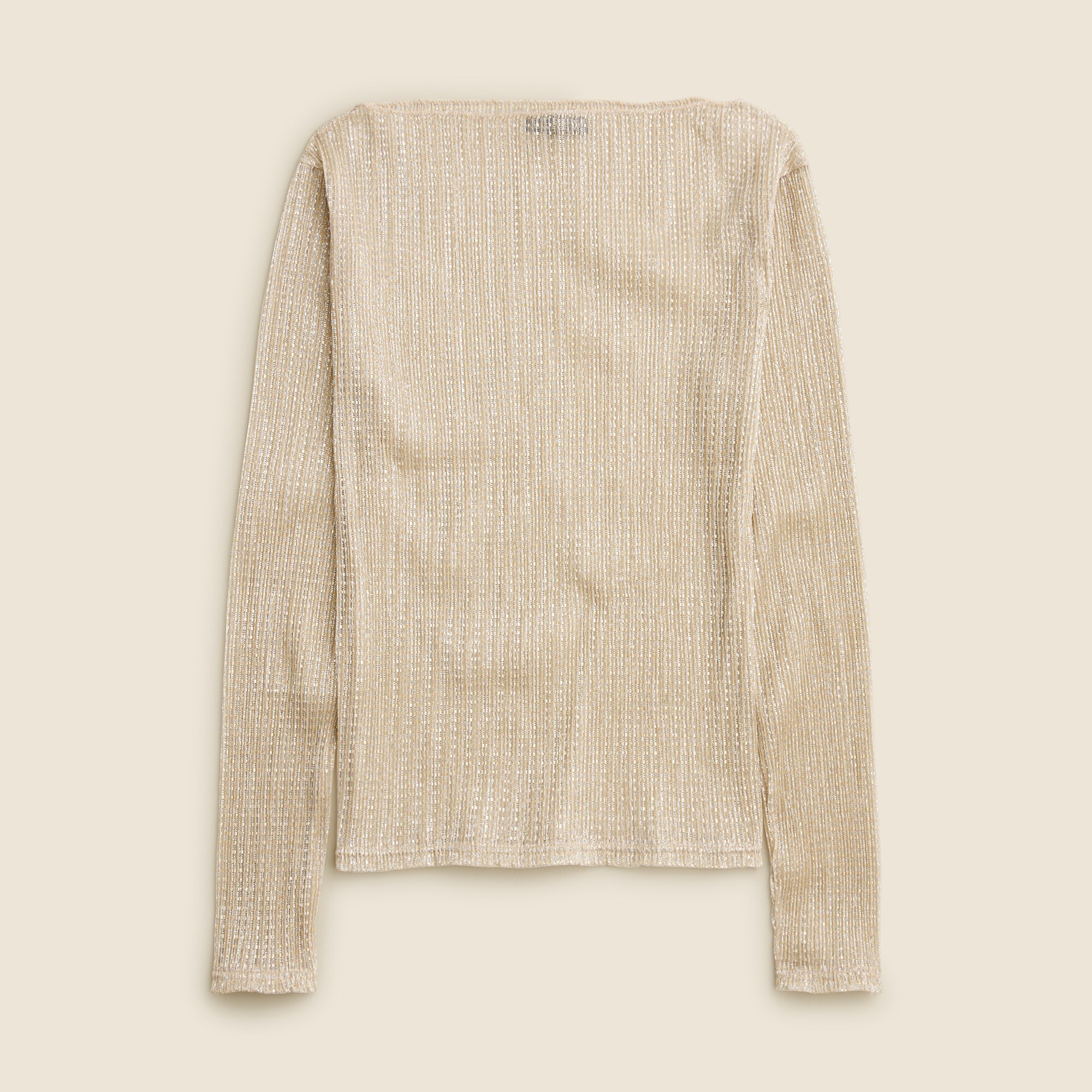 Sheer metallic boatneck top