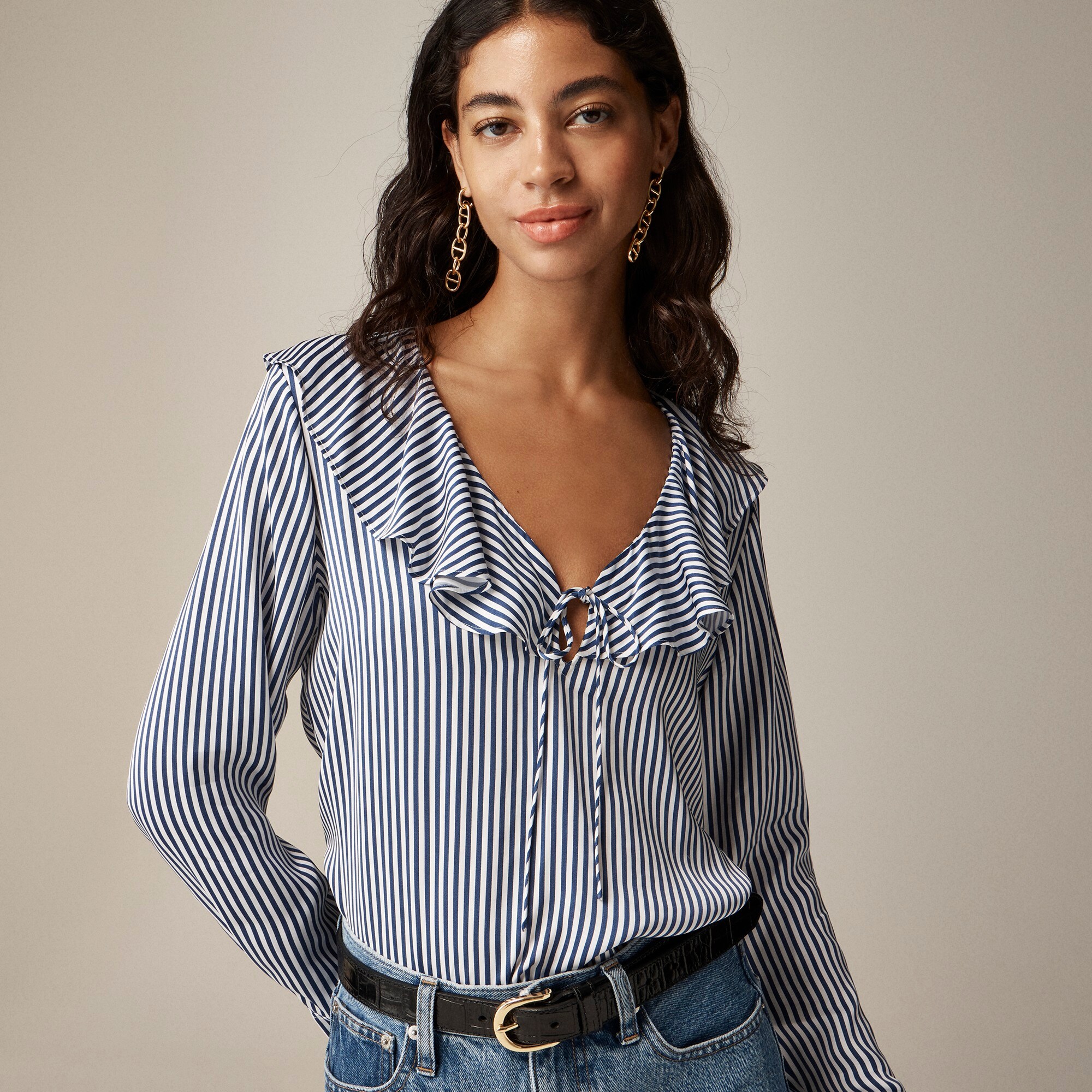 Goldie top in striped satin