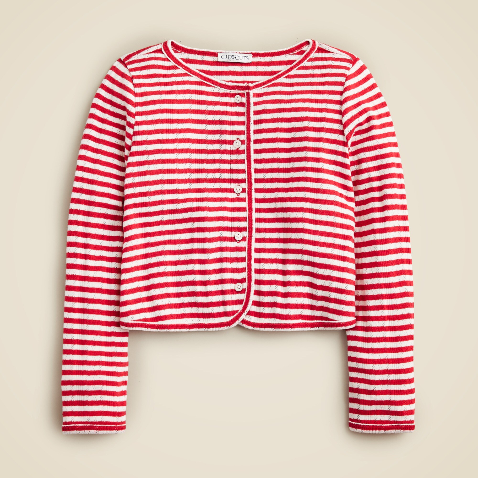 Girls' pointelle cardigan in stripe