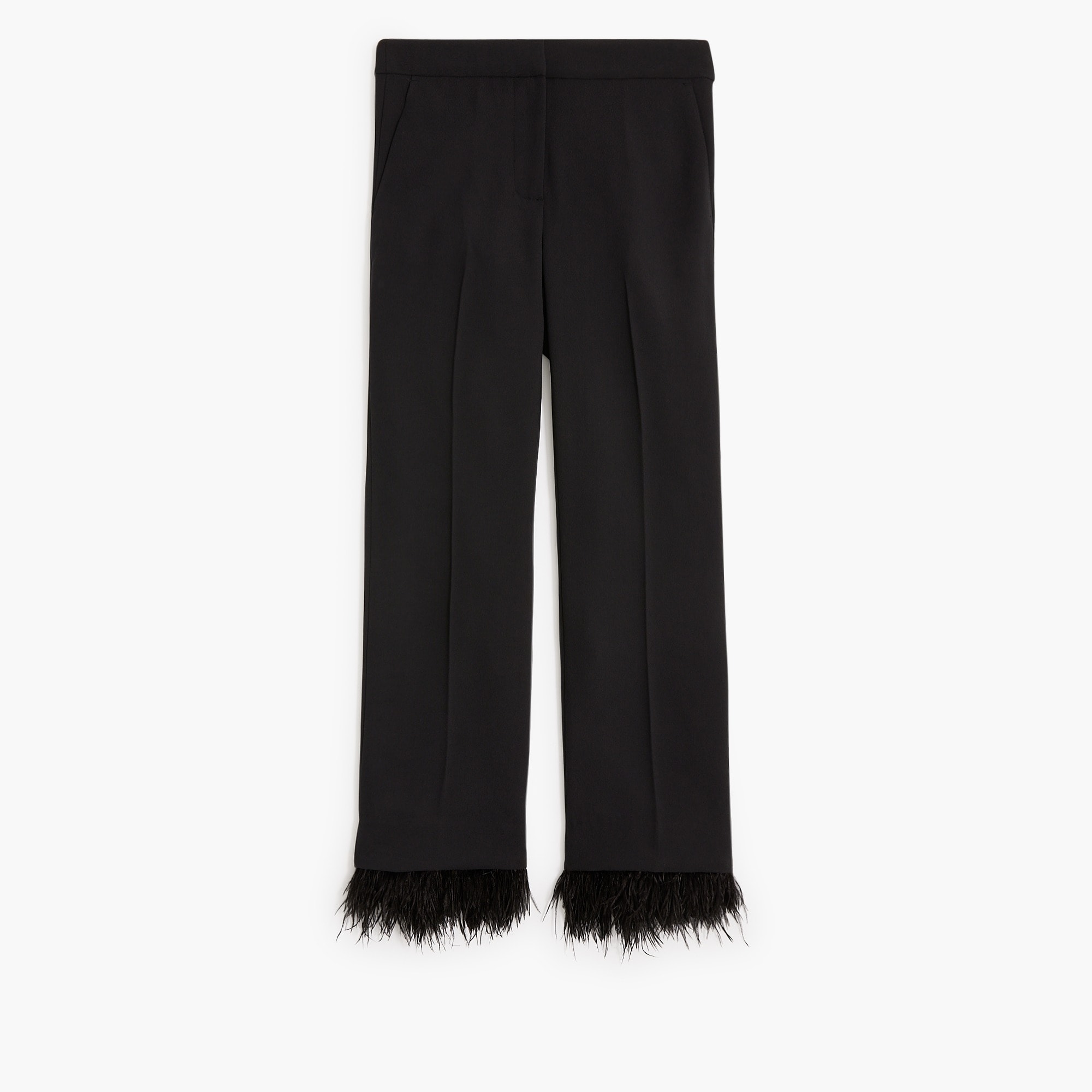 Feather-trim flare cropped pant