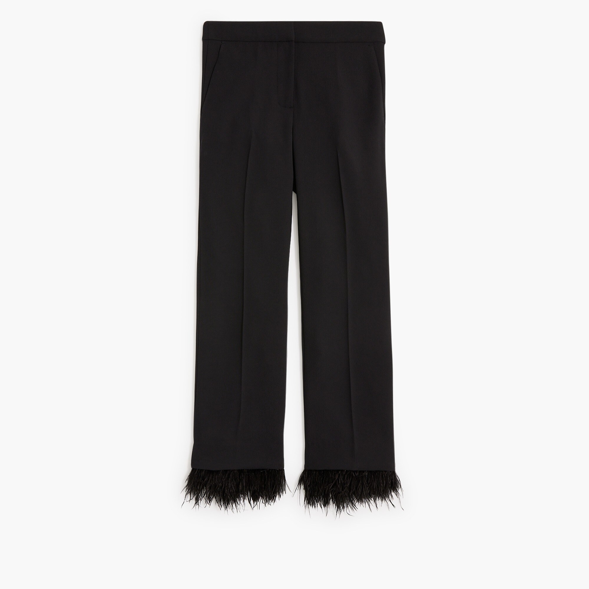 Feather-trim flare cropped pant