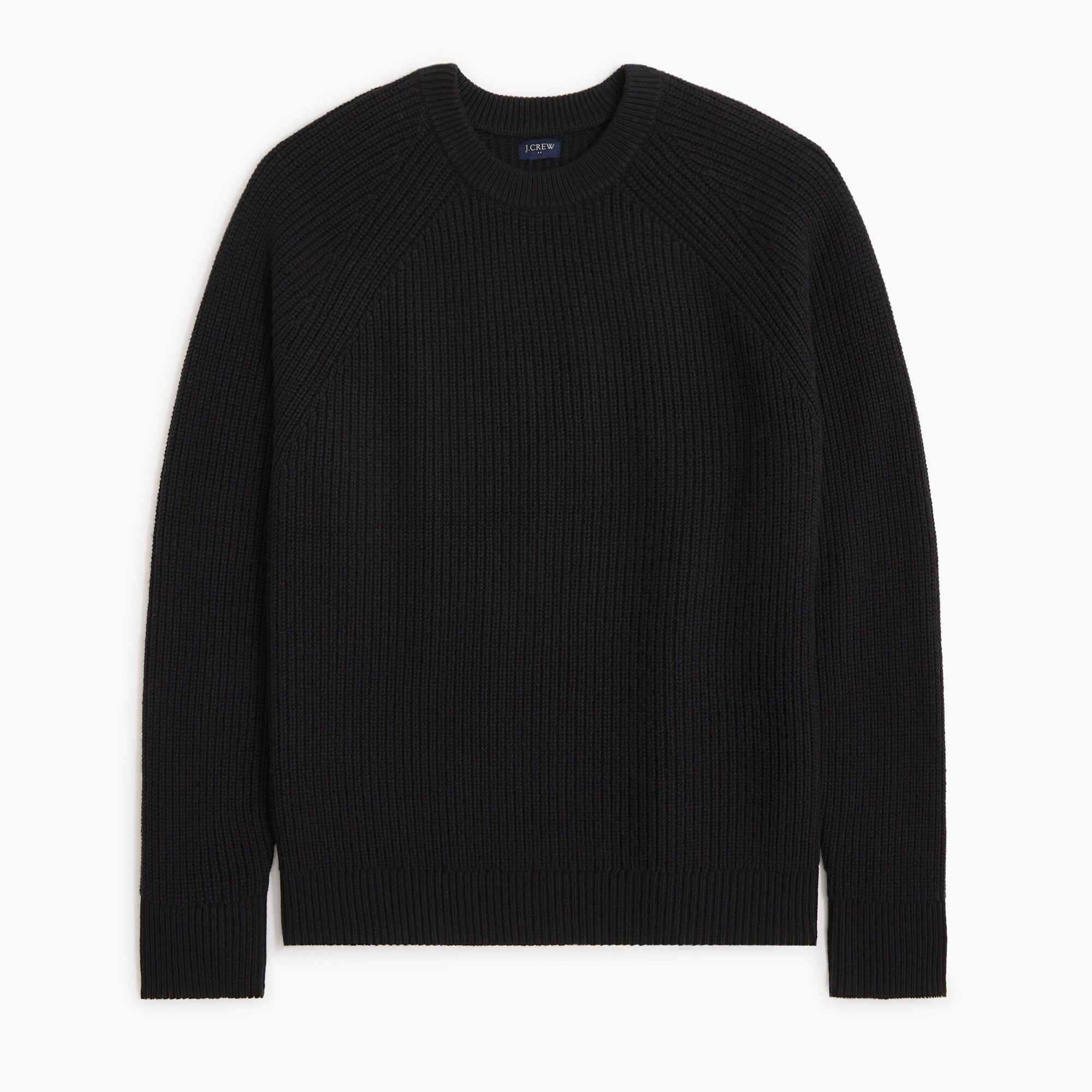 Raglan shaker-stitch crewneck sweater