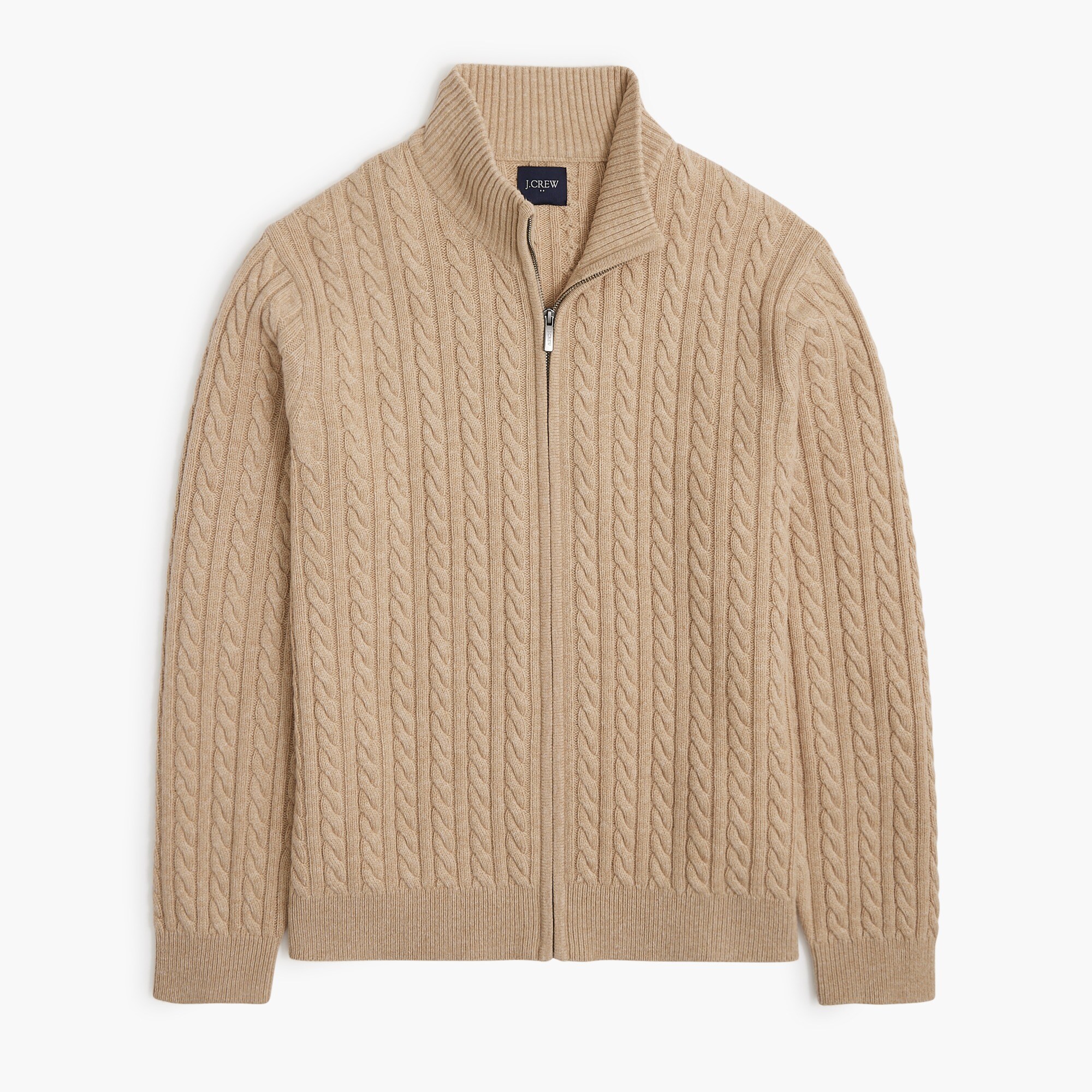 supersoft lambswool-blend cable-knit full-zip sweater for men