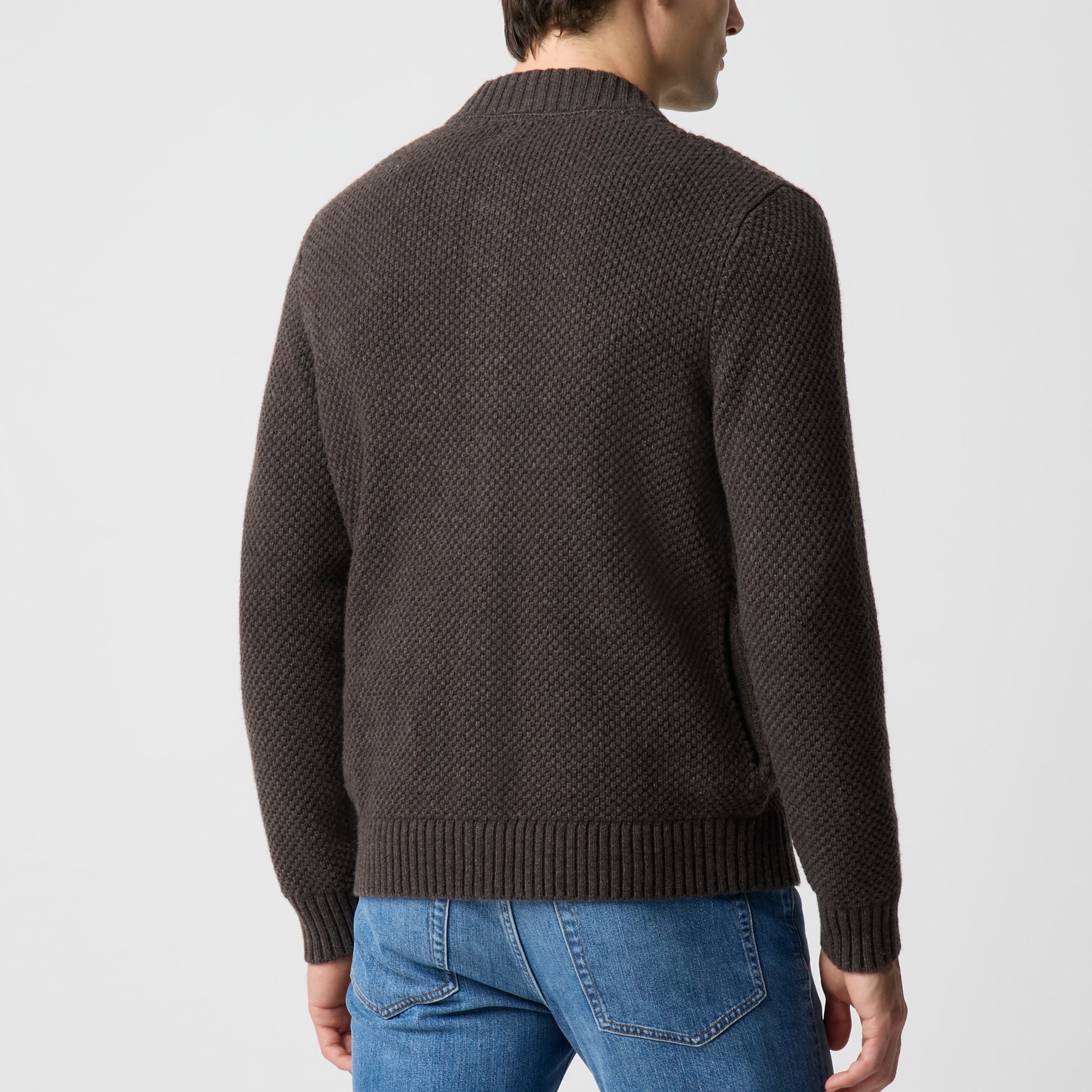 Supersoft lambswool-blend bomber sweater-jacket