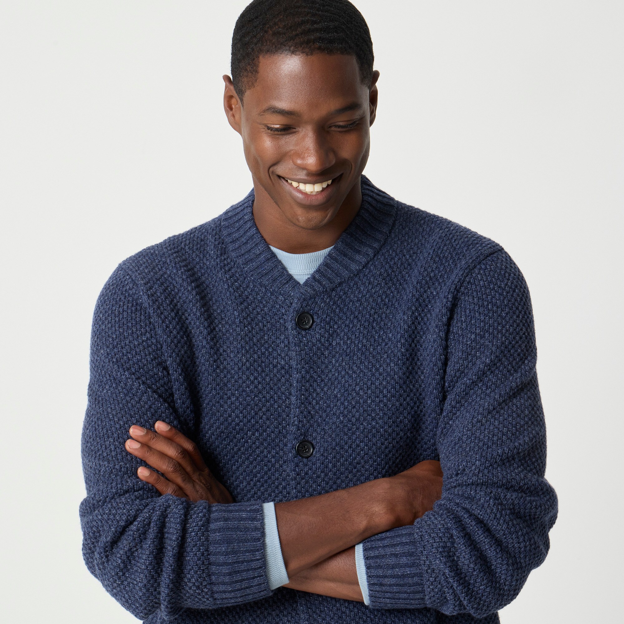 Supersoft lambswool-blend bomber sweater-jacket