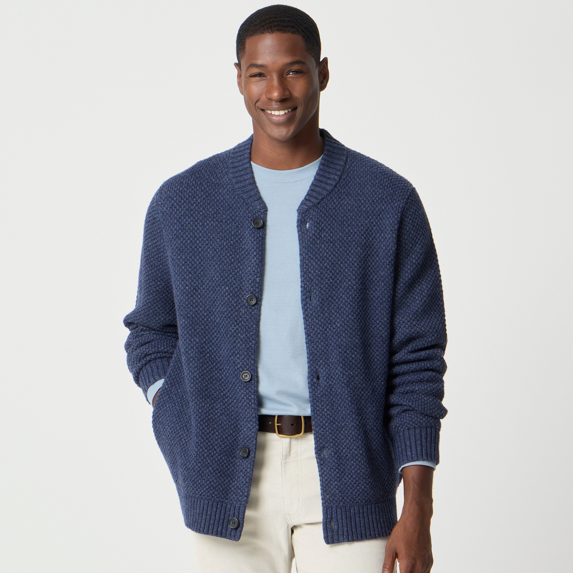 Supersoft lambswool-blend bomber sweater-jacket