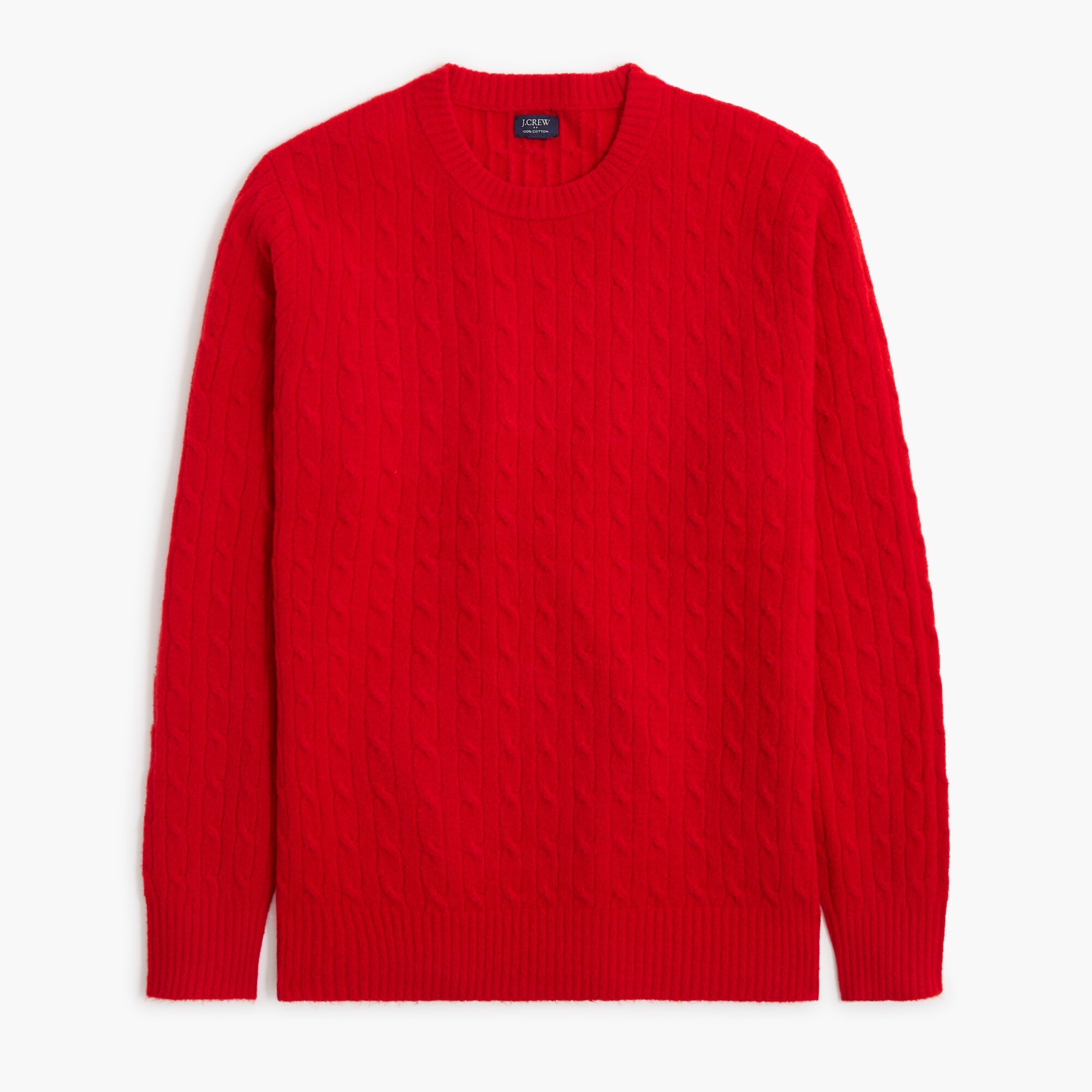 Cable crewneck sweater in extra-soft yarn