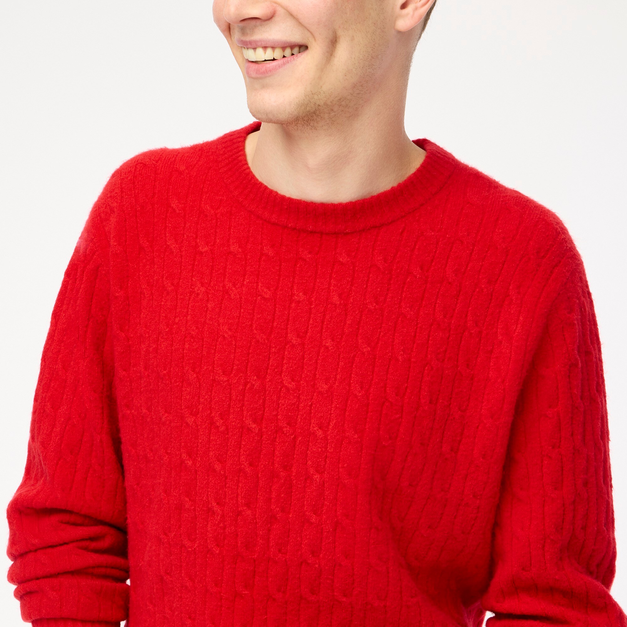 Cable crewneck sweater in extra-soft yarn