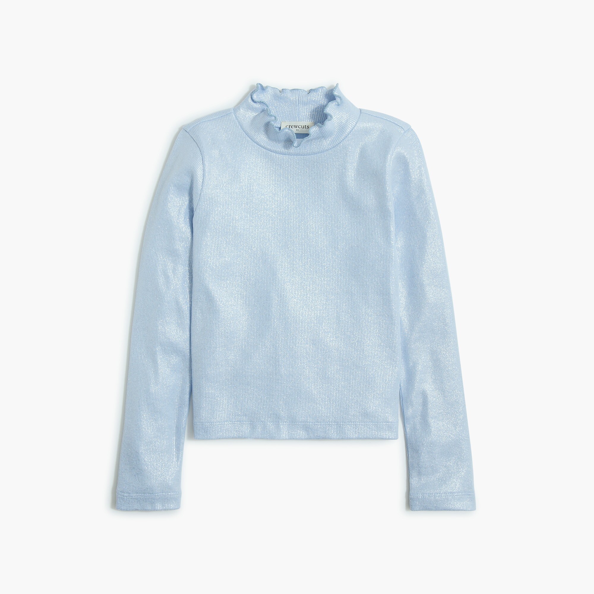 Girls' knit metallic mockneck top
