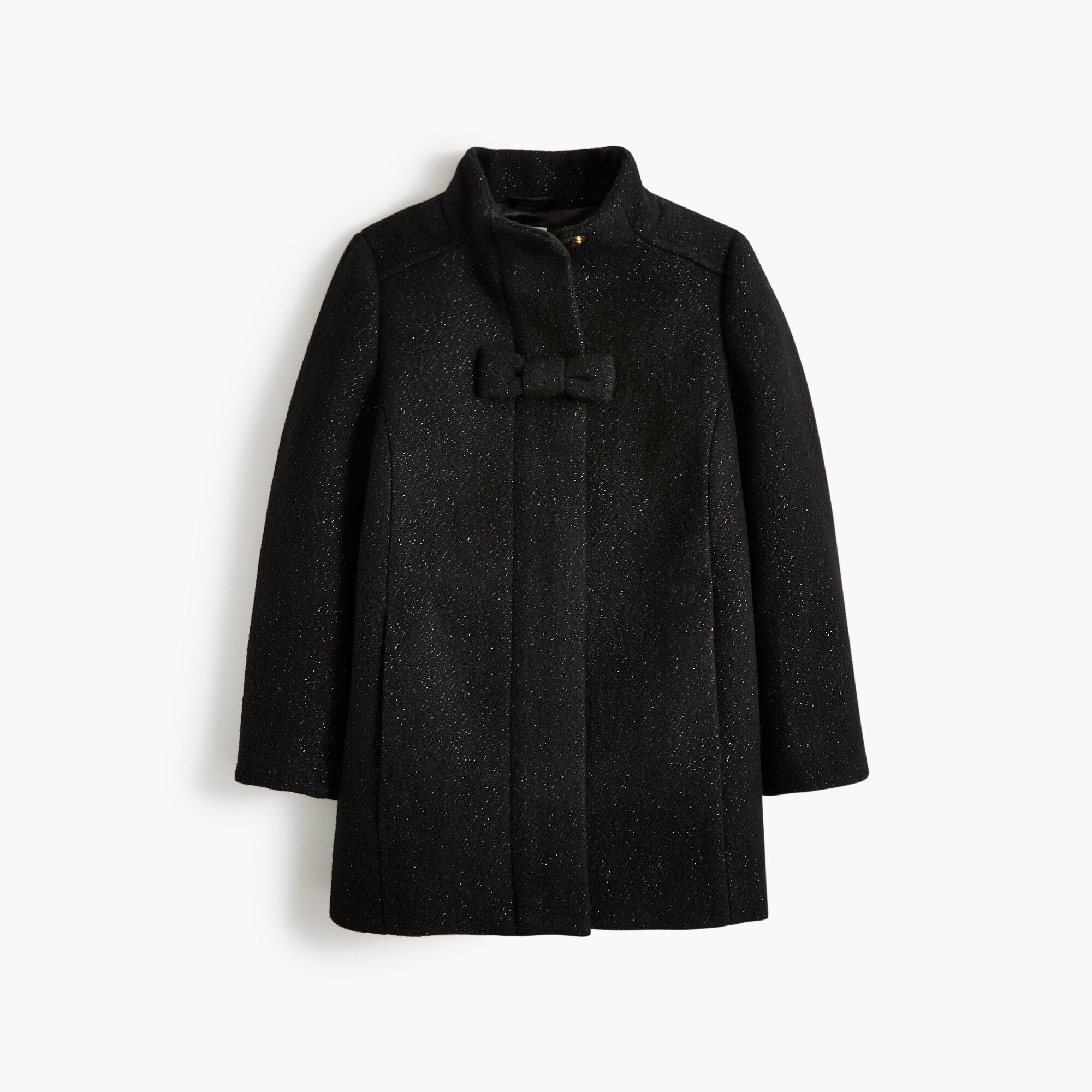 Girls' sparkle wool-blend bow coat