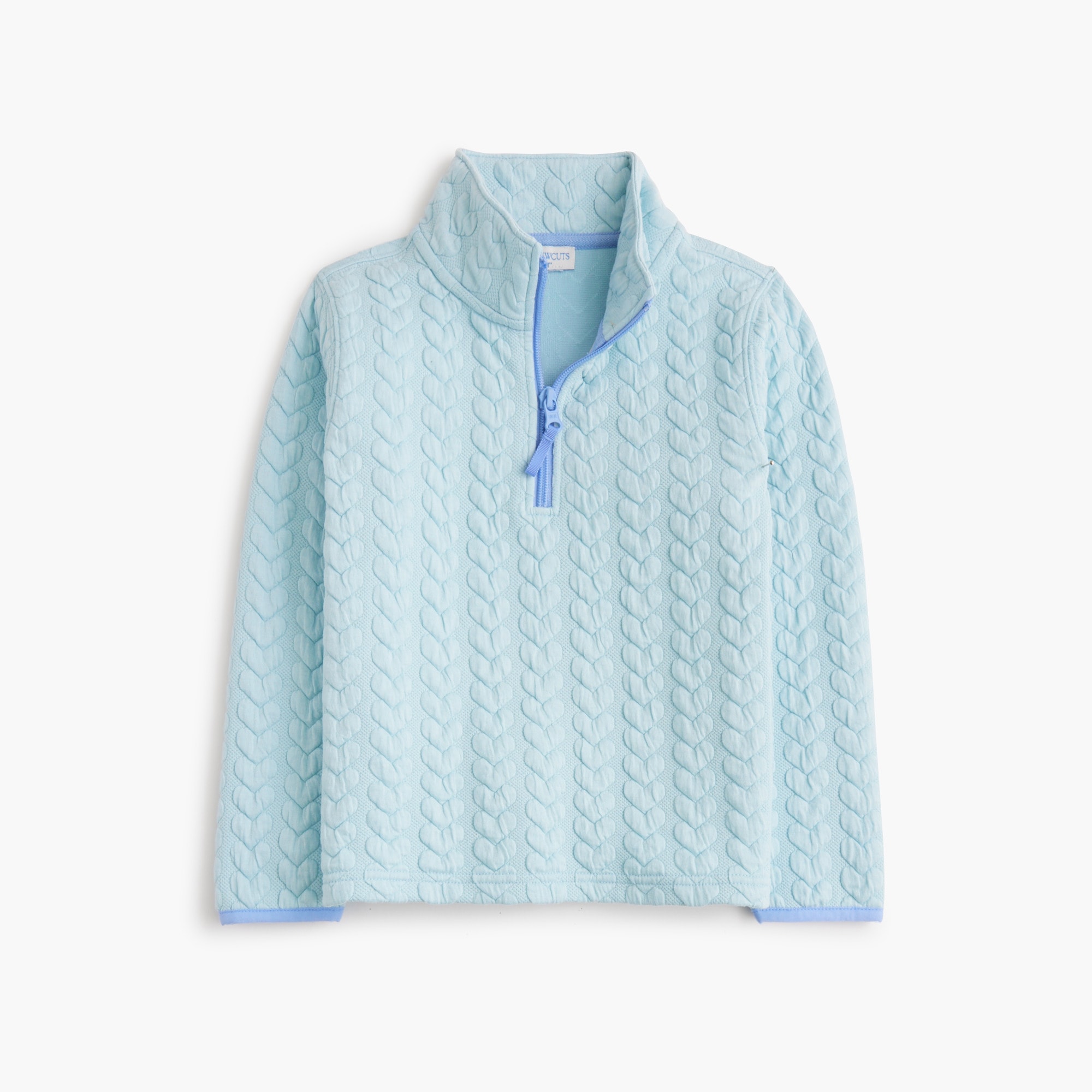  Girls' quilted heart half-zip pullover