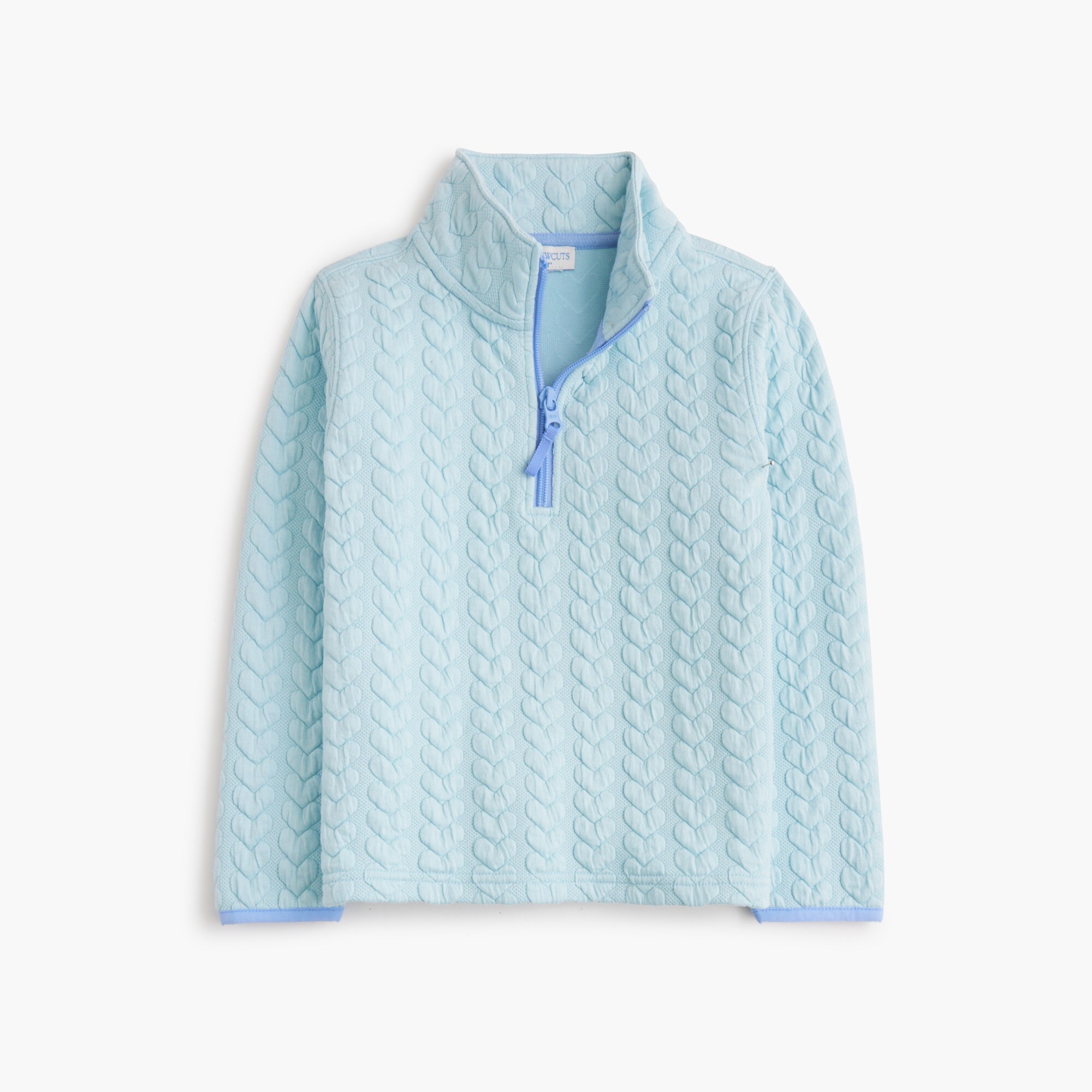 Girls' quilted heart half-zip pullover