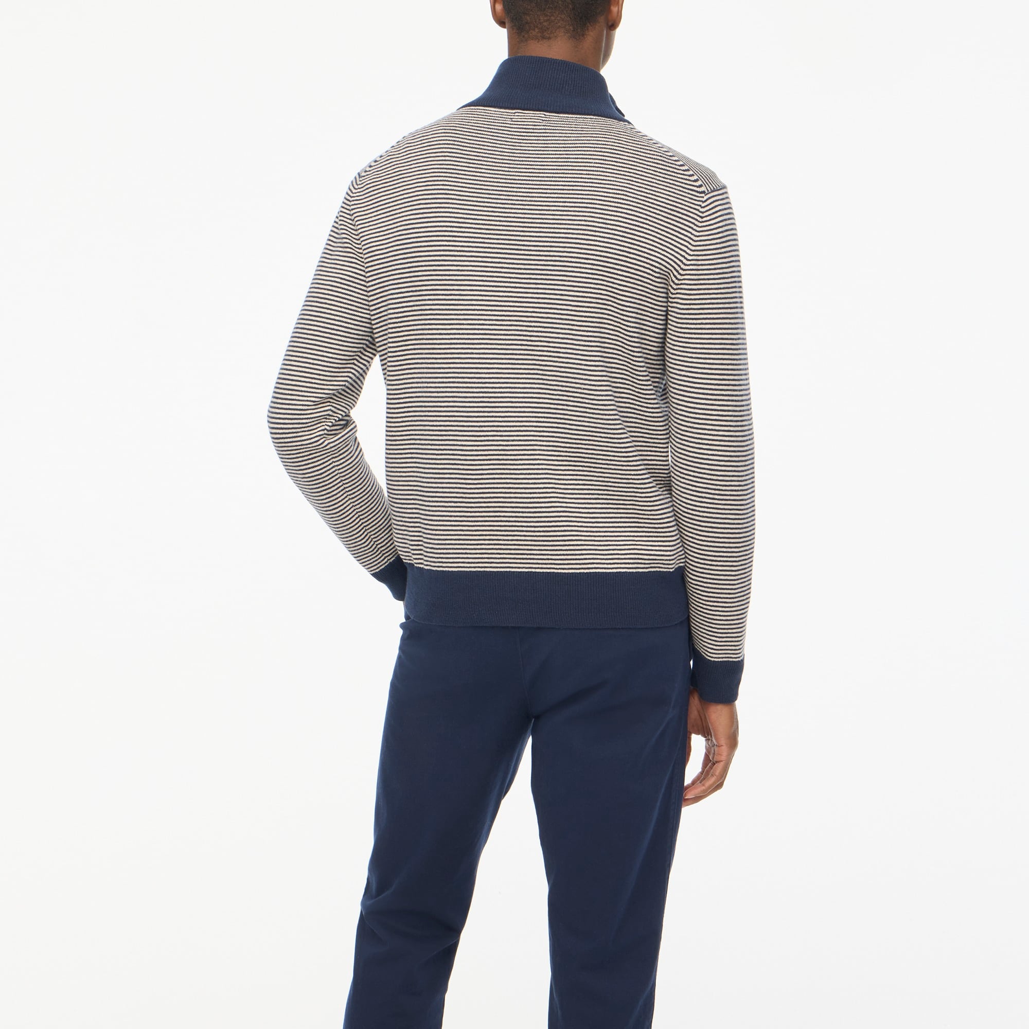 Cotton striped half-zip sweater