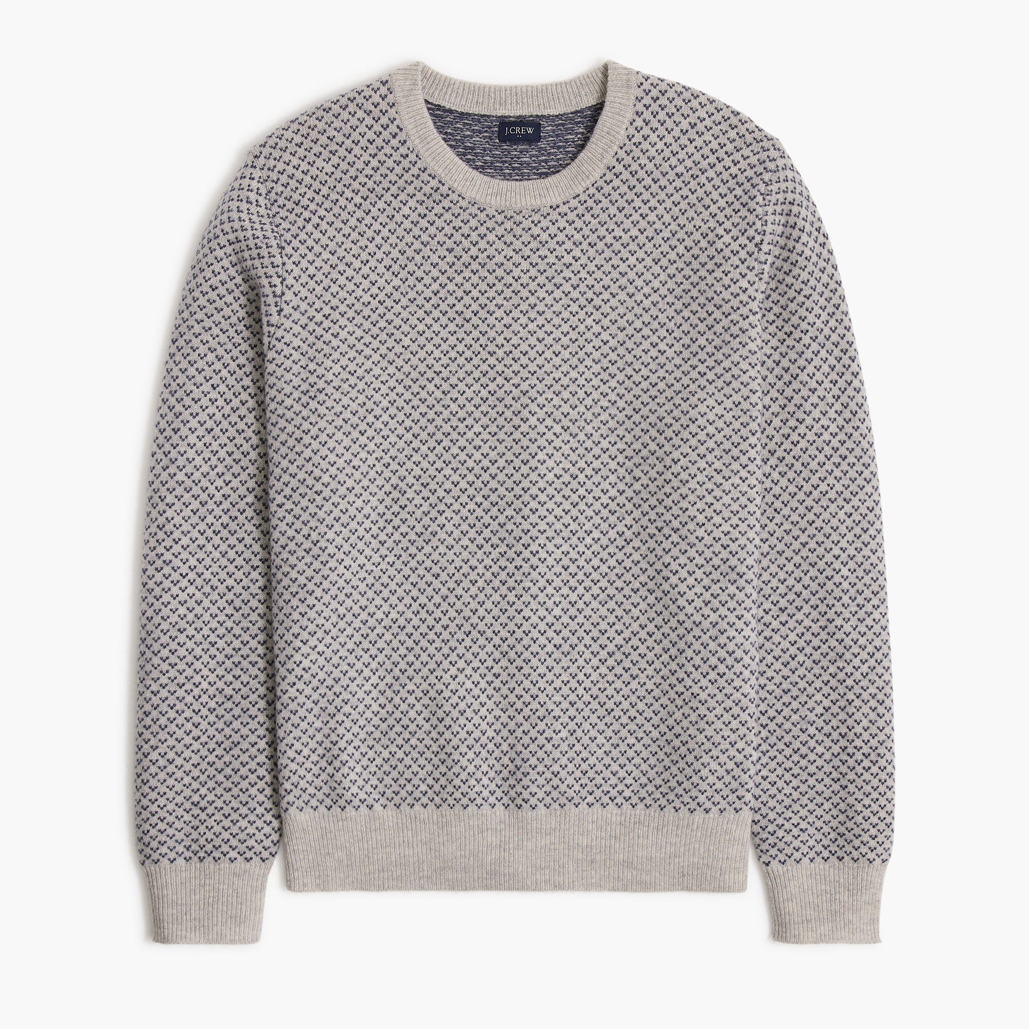 supersoft lambswool-blend bird's-eye knit crewneck sweater for men