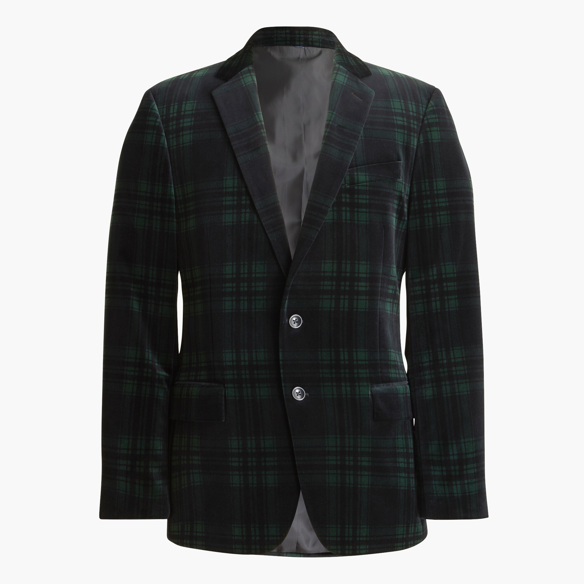 Slim-fit Thompson plaid velvet blazer