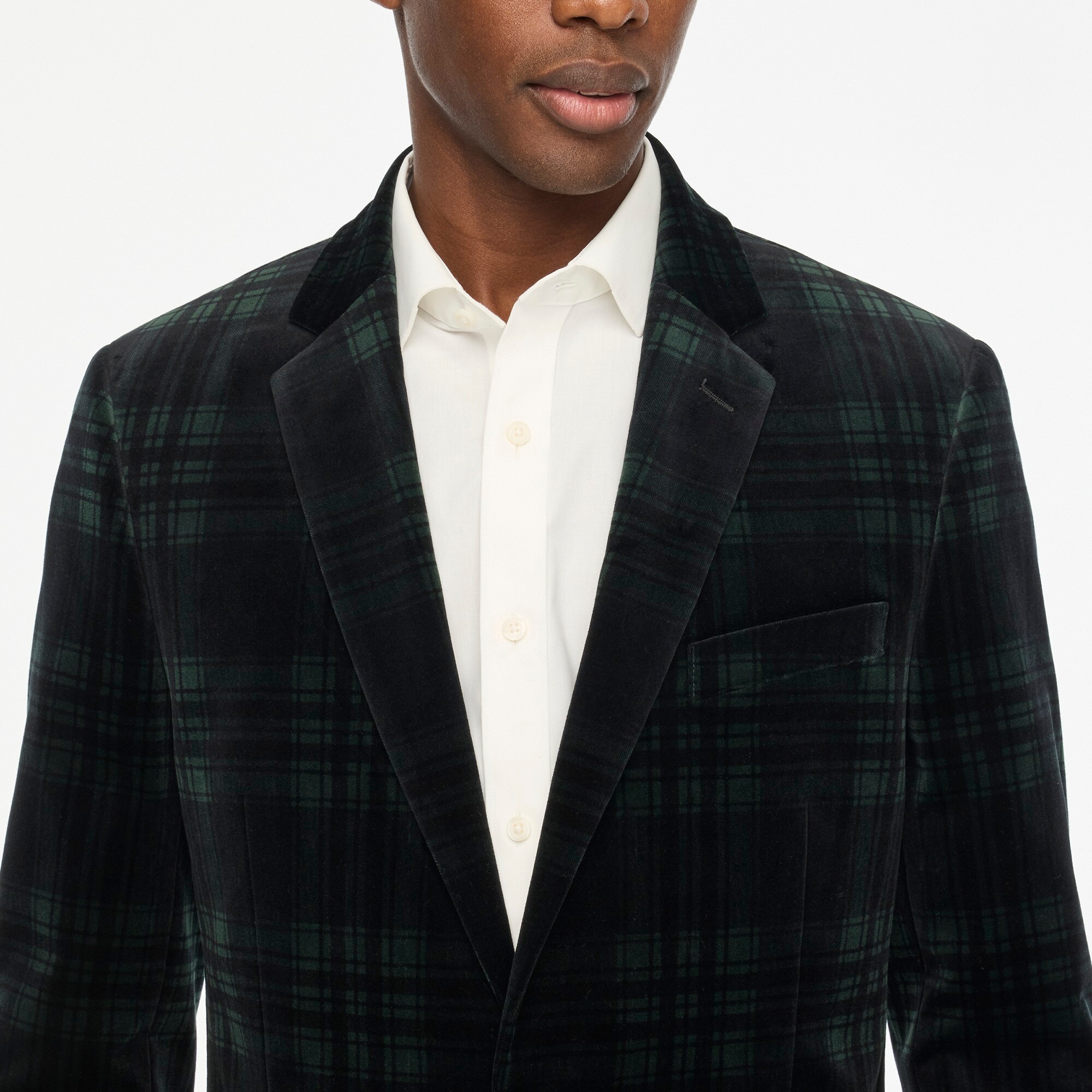 Slim-fit Thompson plaid velvet blazer