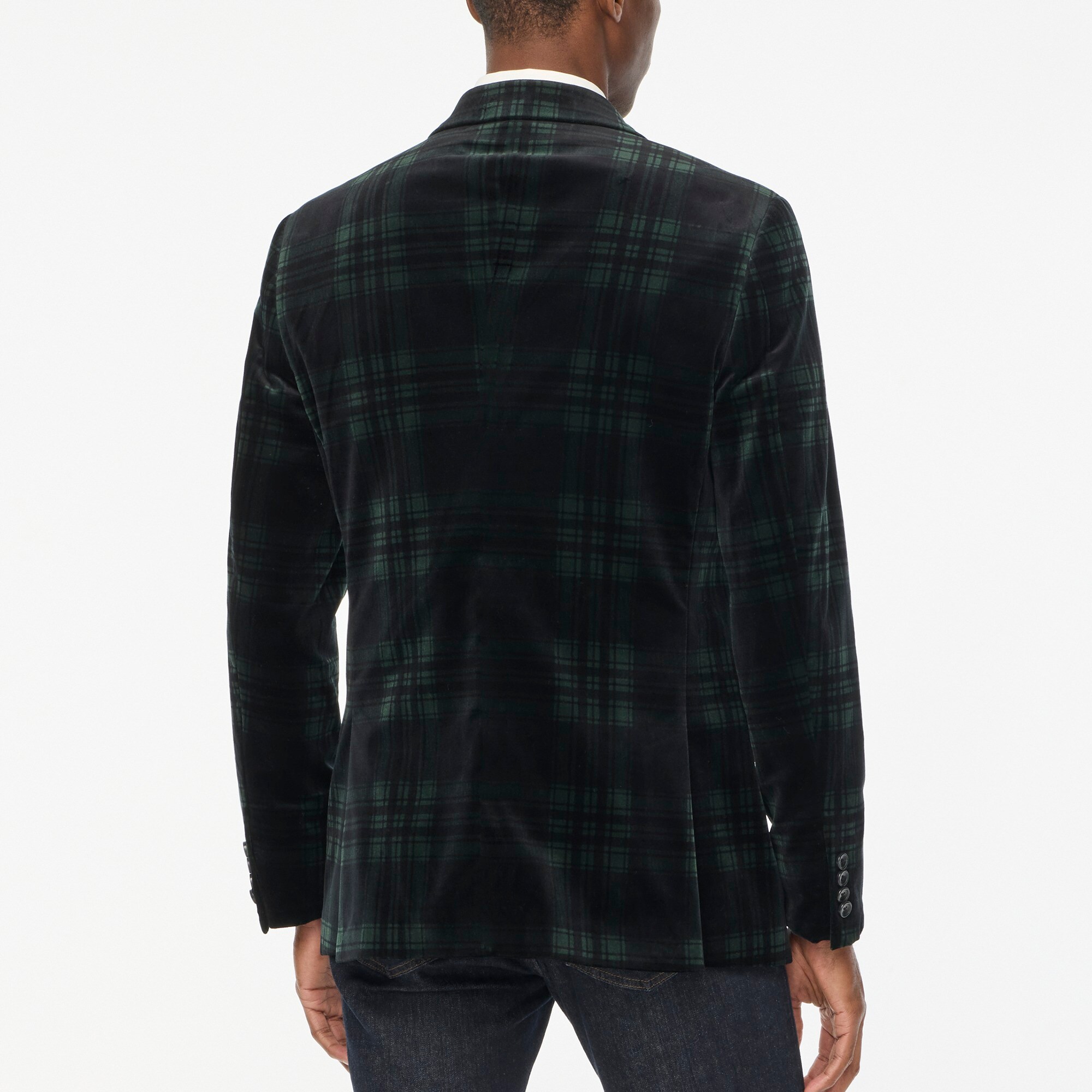 Slim-fit Thompson plaid velvet blazer