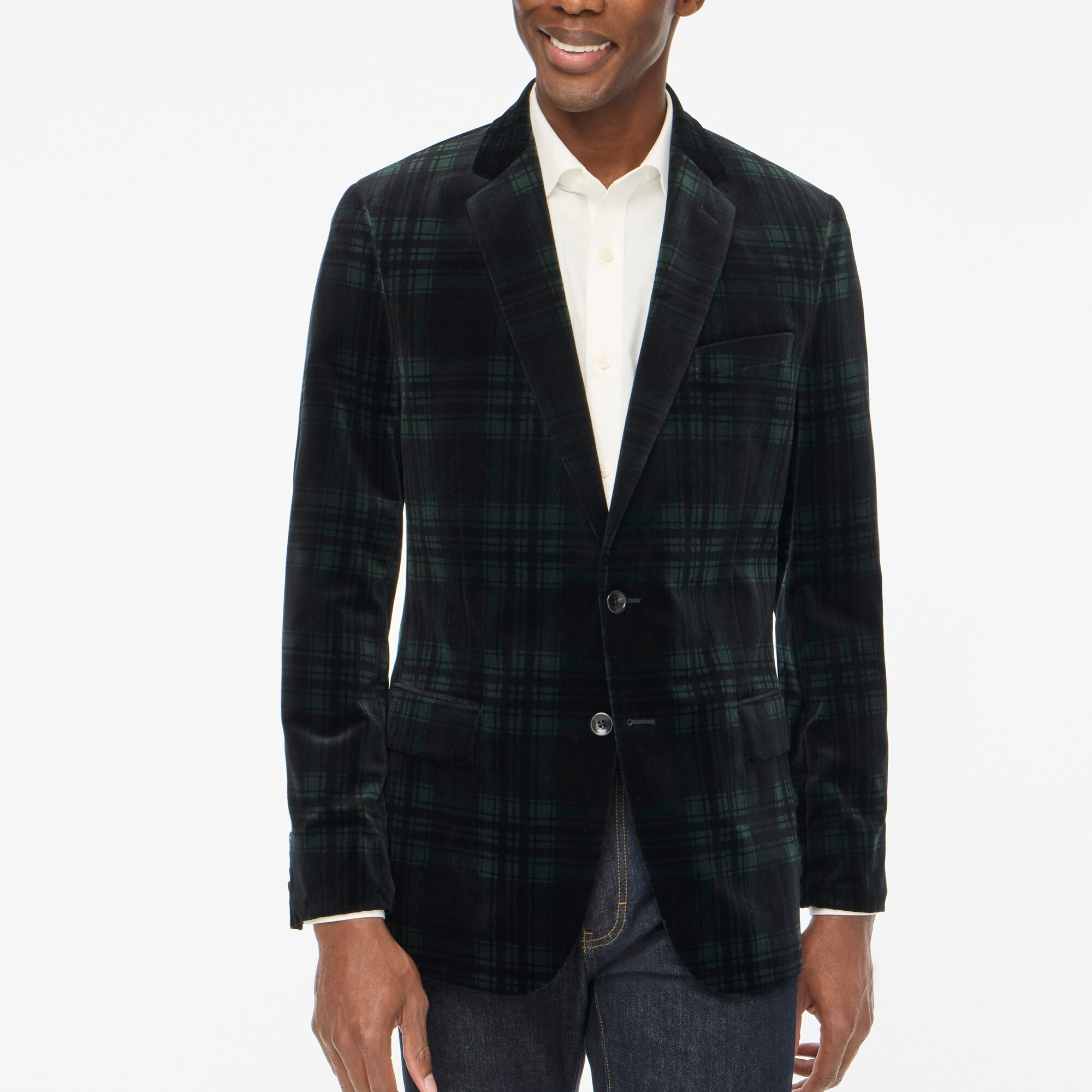 factory: slim-fit thompson plaid velvet blazer for men