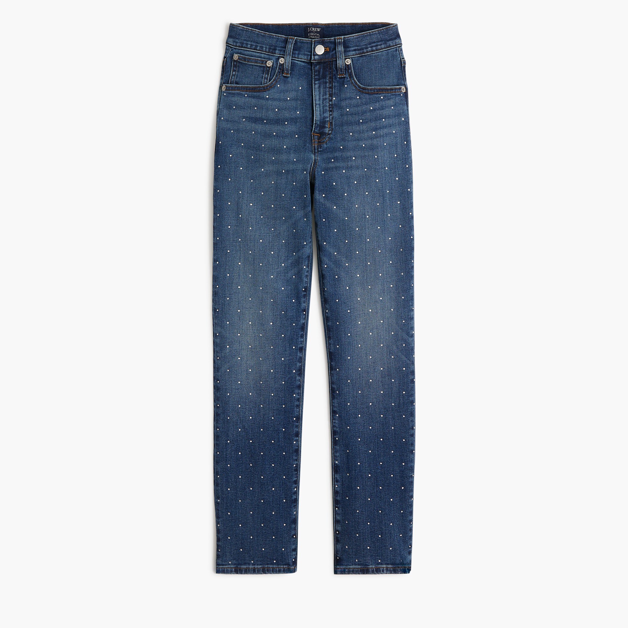 Rhinestone essential straight jean in all-day stretch