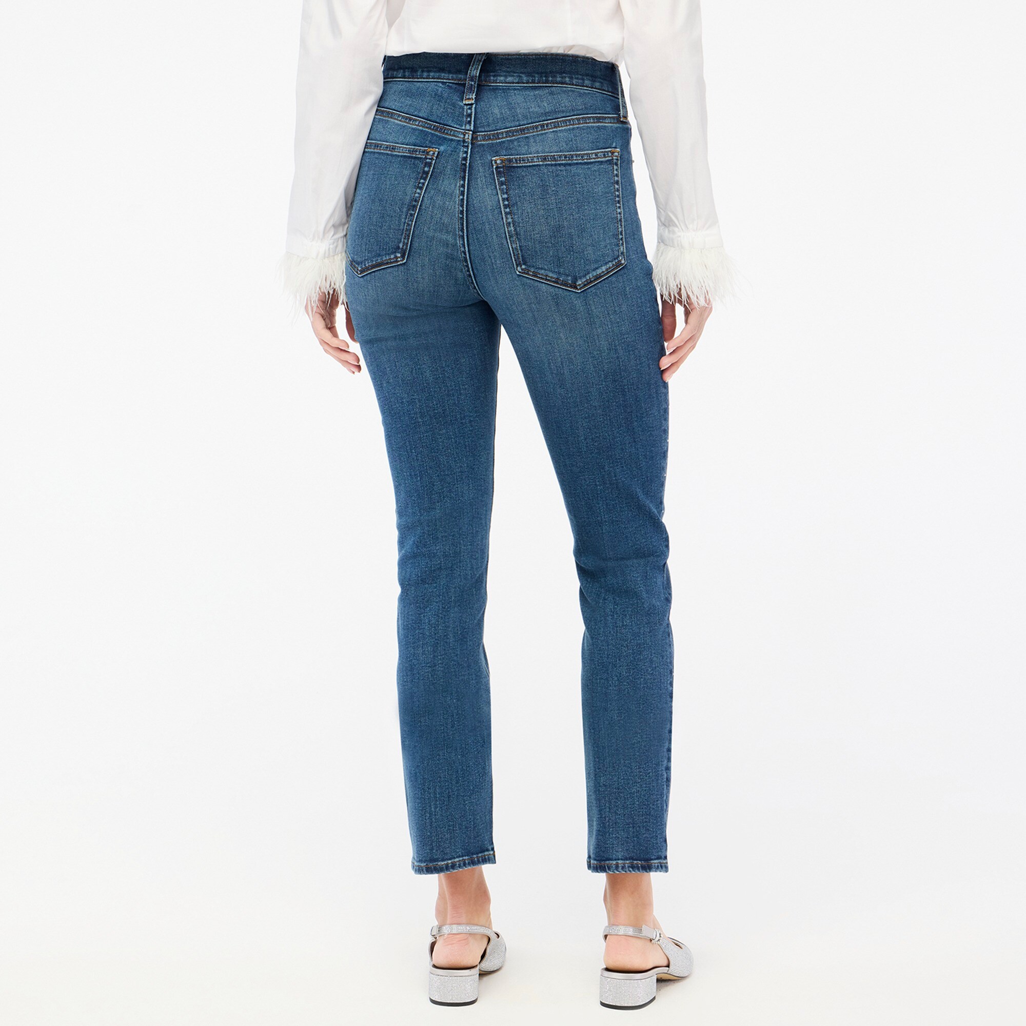 Petite rhinestone essential straight jean