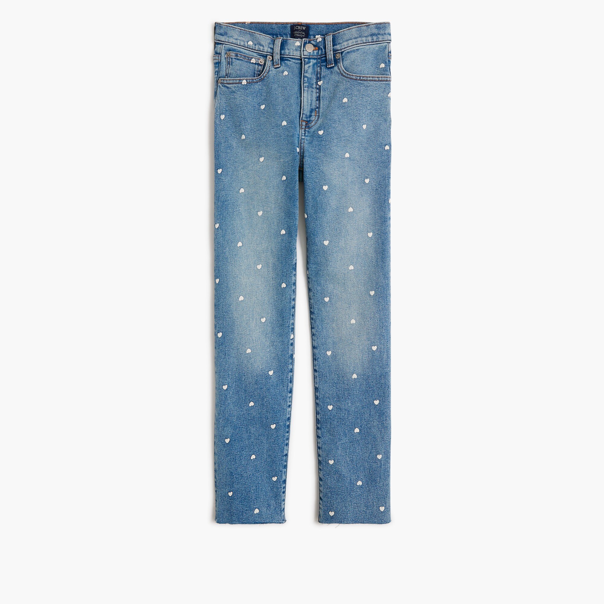 heart-print essential straight jean in all-day stretch for women