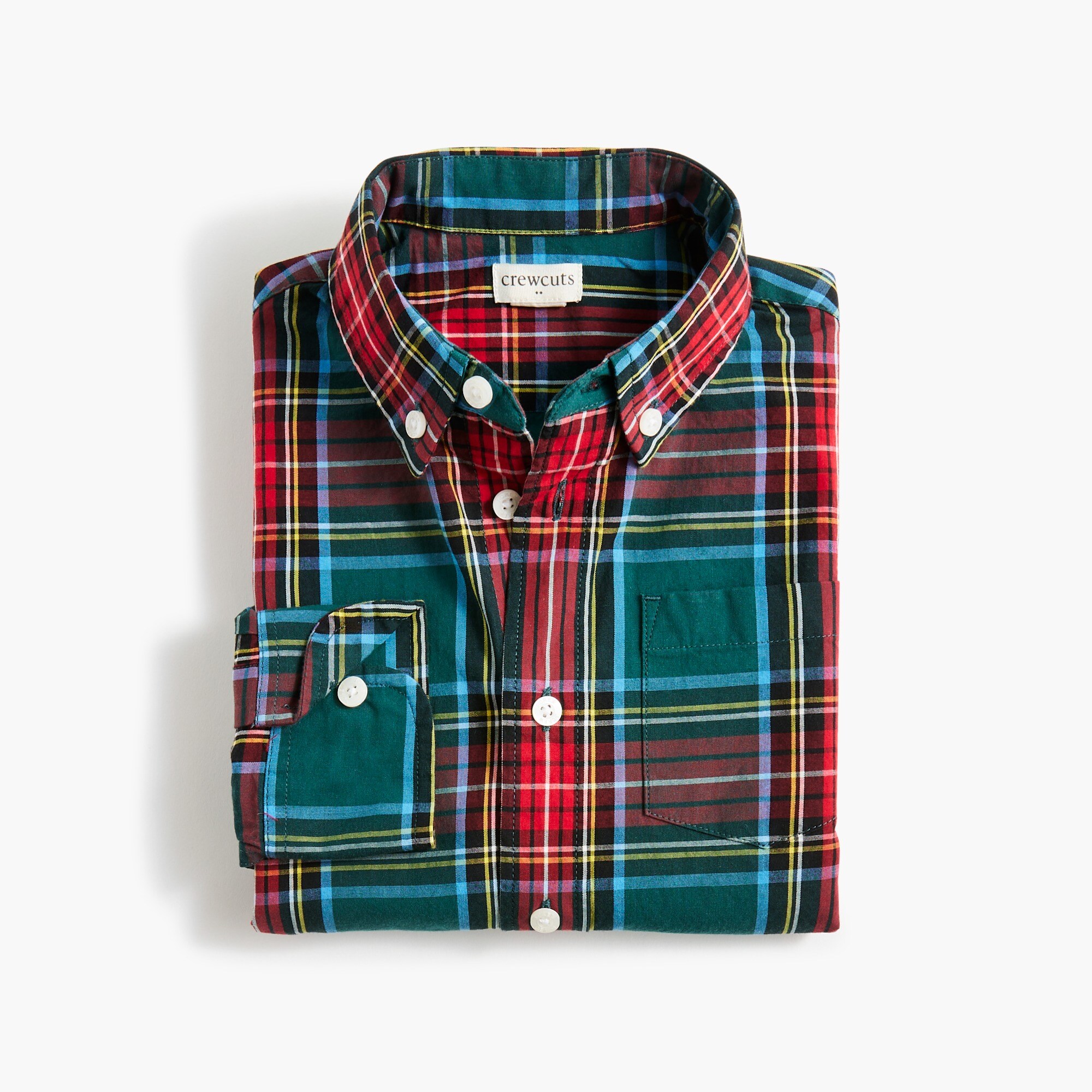 Boys' button-down tartan shirt