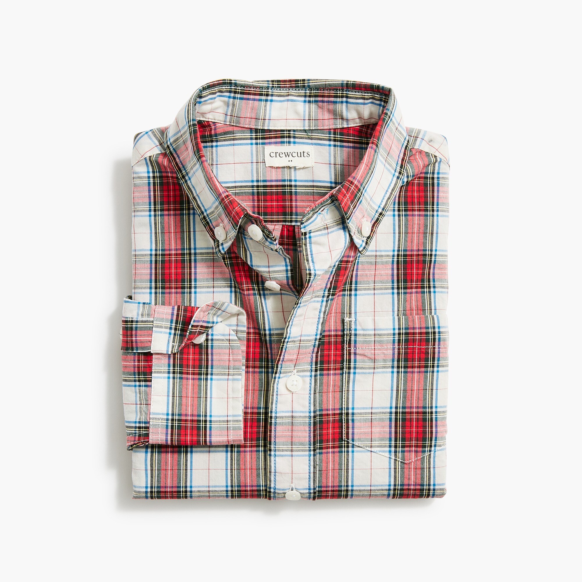 Boys' button-up tartan shirt