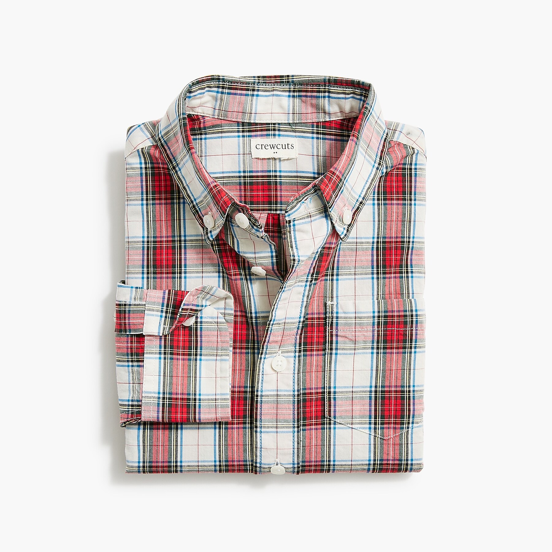 Boys' button-up tartan shirt