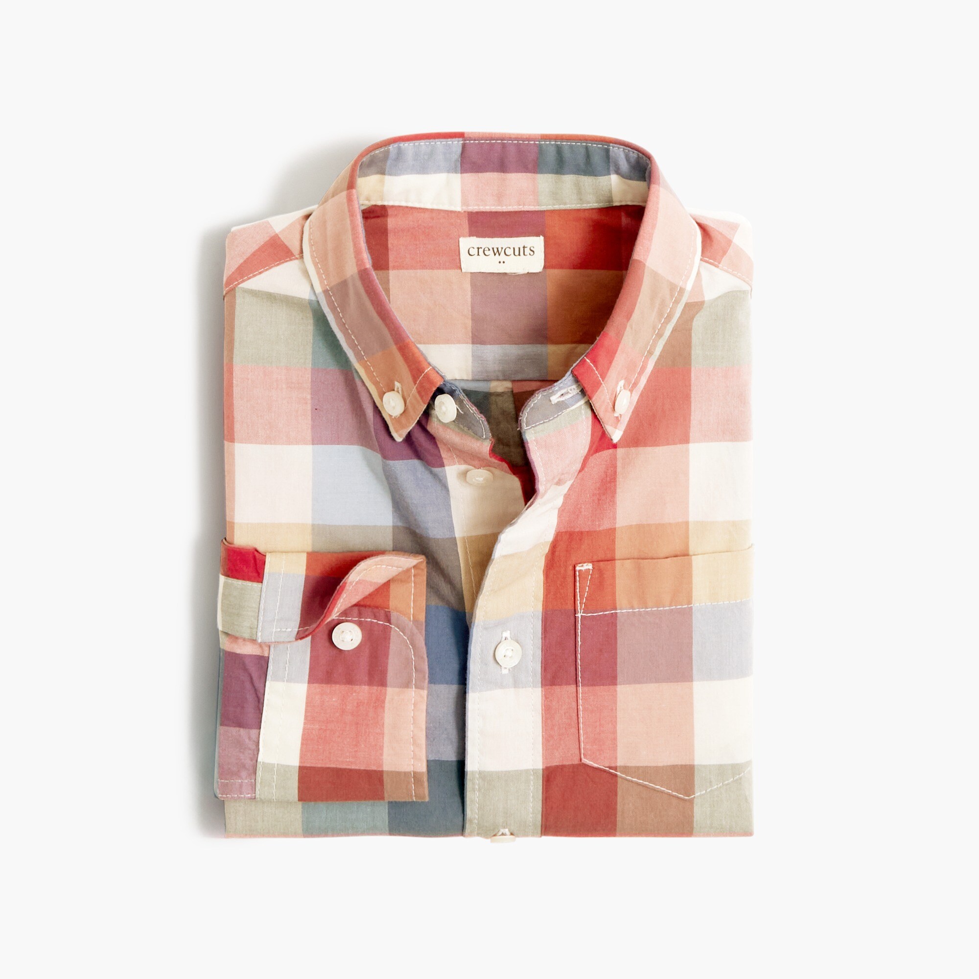 boys' long-sleeve gingham washed shirt for boys