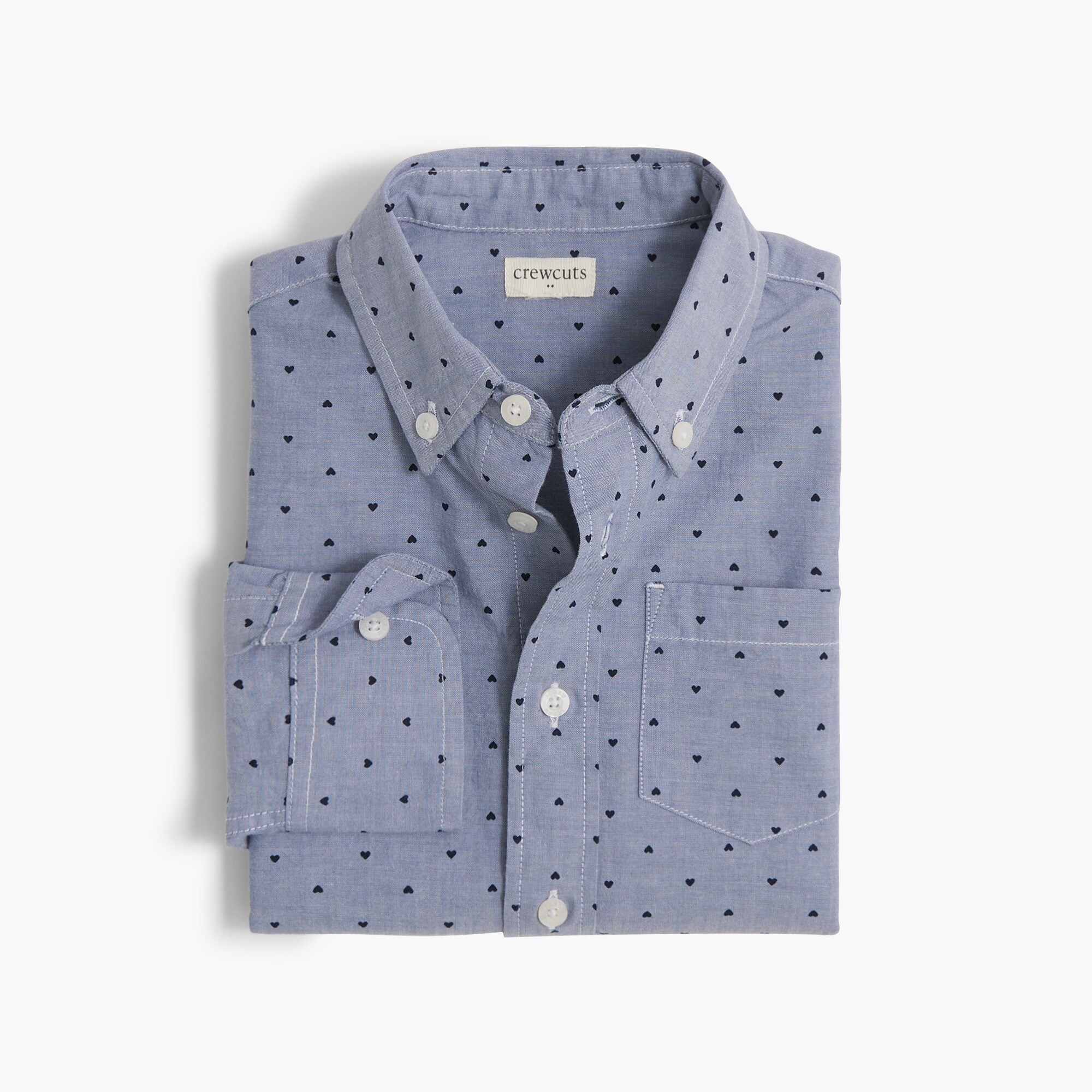 Boys' long-sleeve heart-print washed shirt