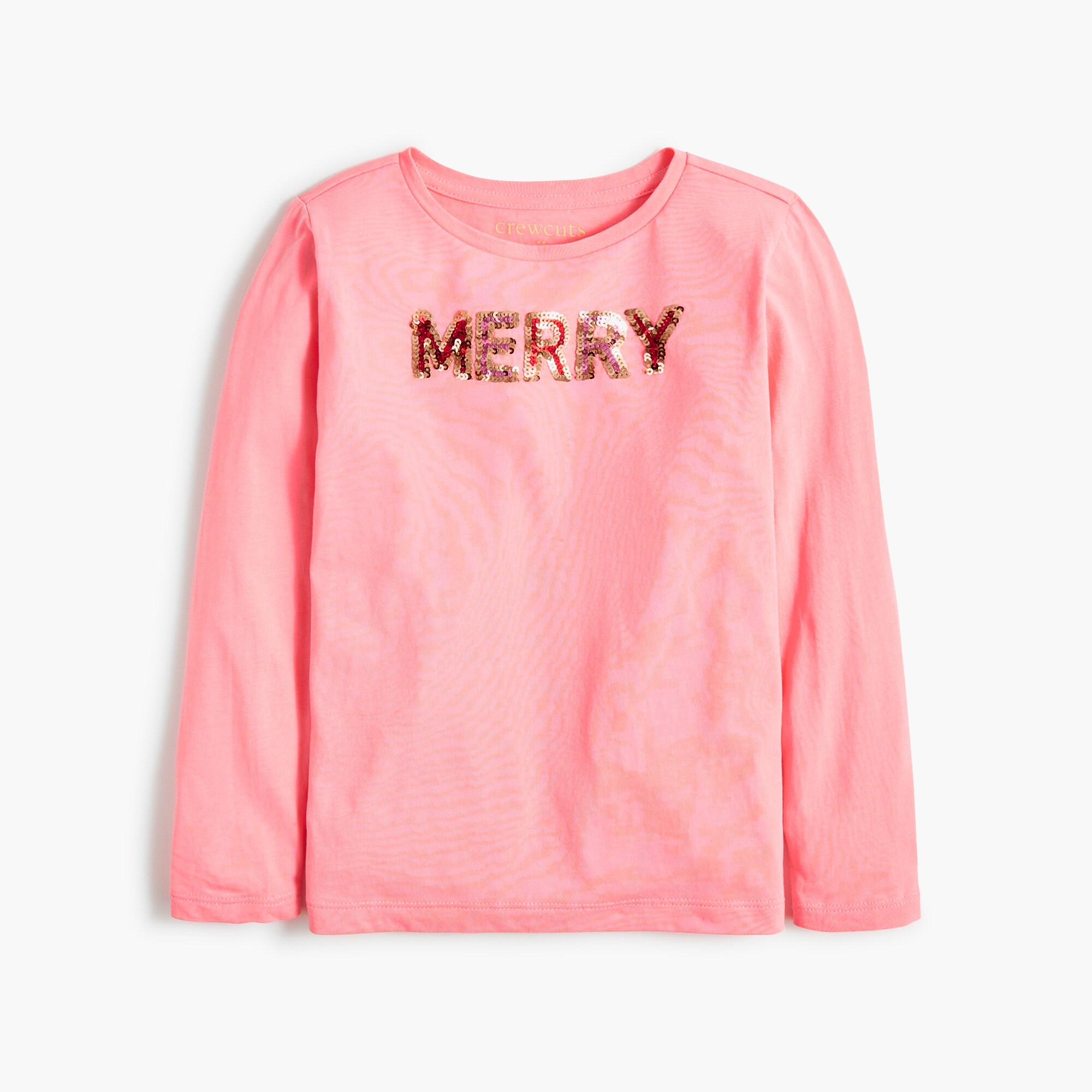 girls' long-sleeve sequin "merry" graphic tee for girls