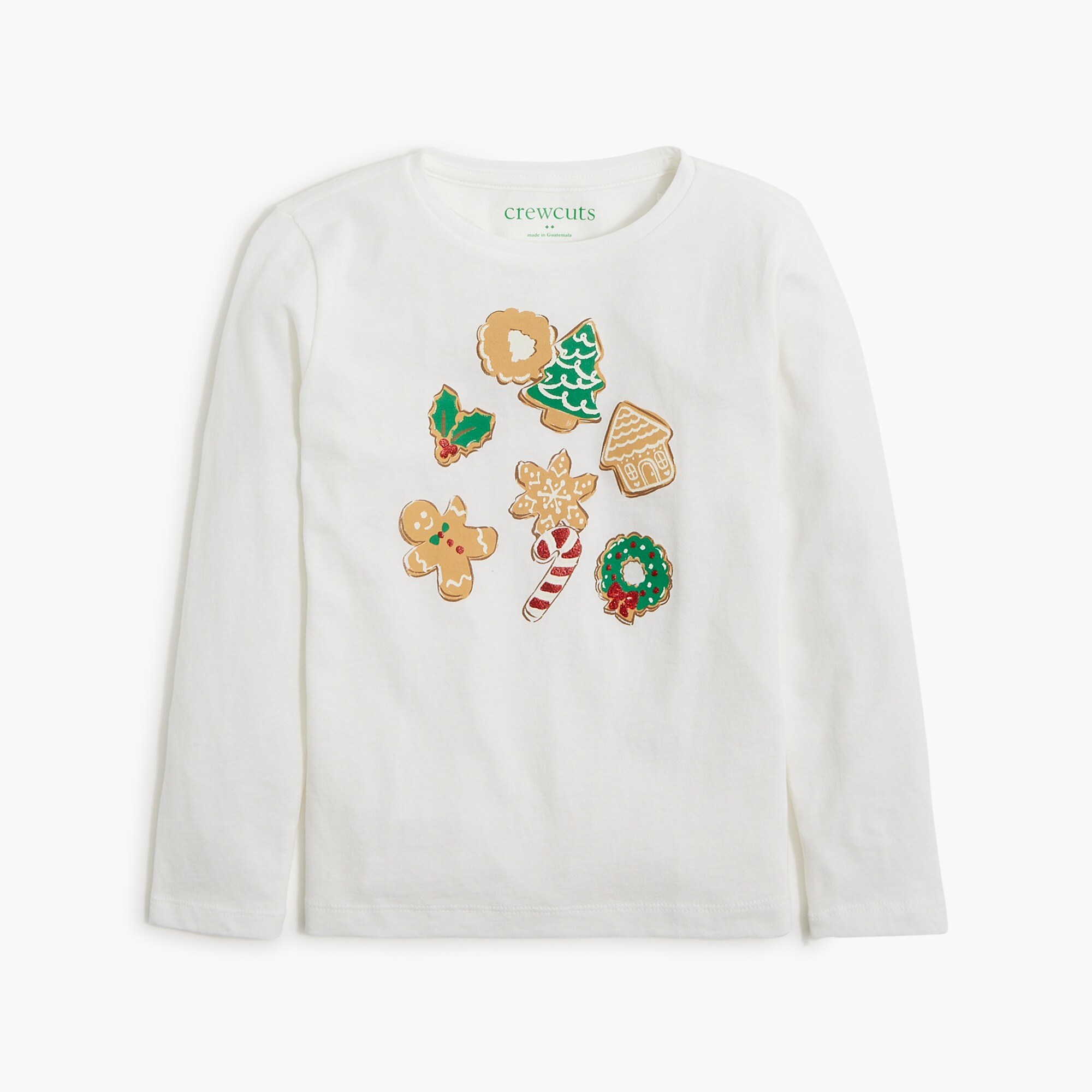 Girls' long-sleeve Christmas cookie graphic tee