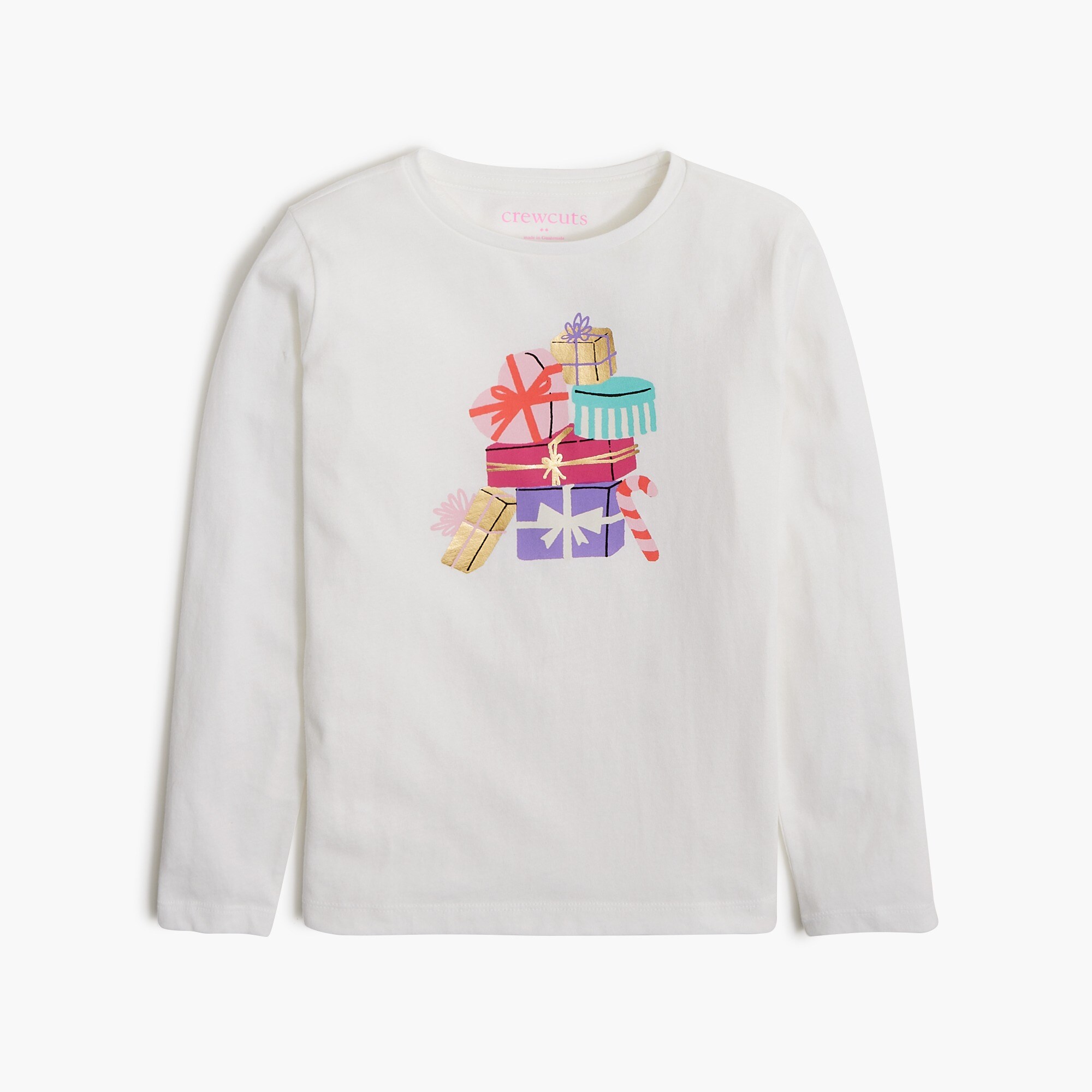 Girls' long-sleeve gift stack graphic tee