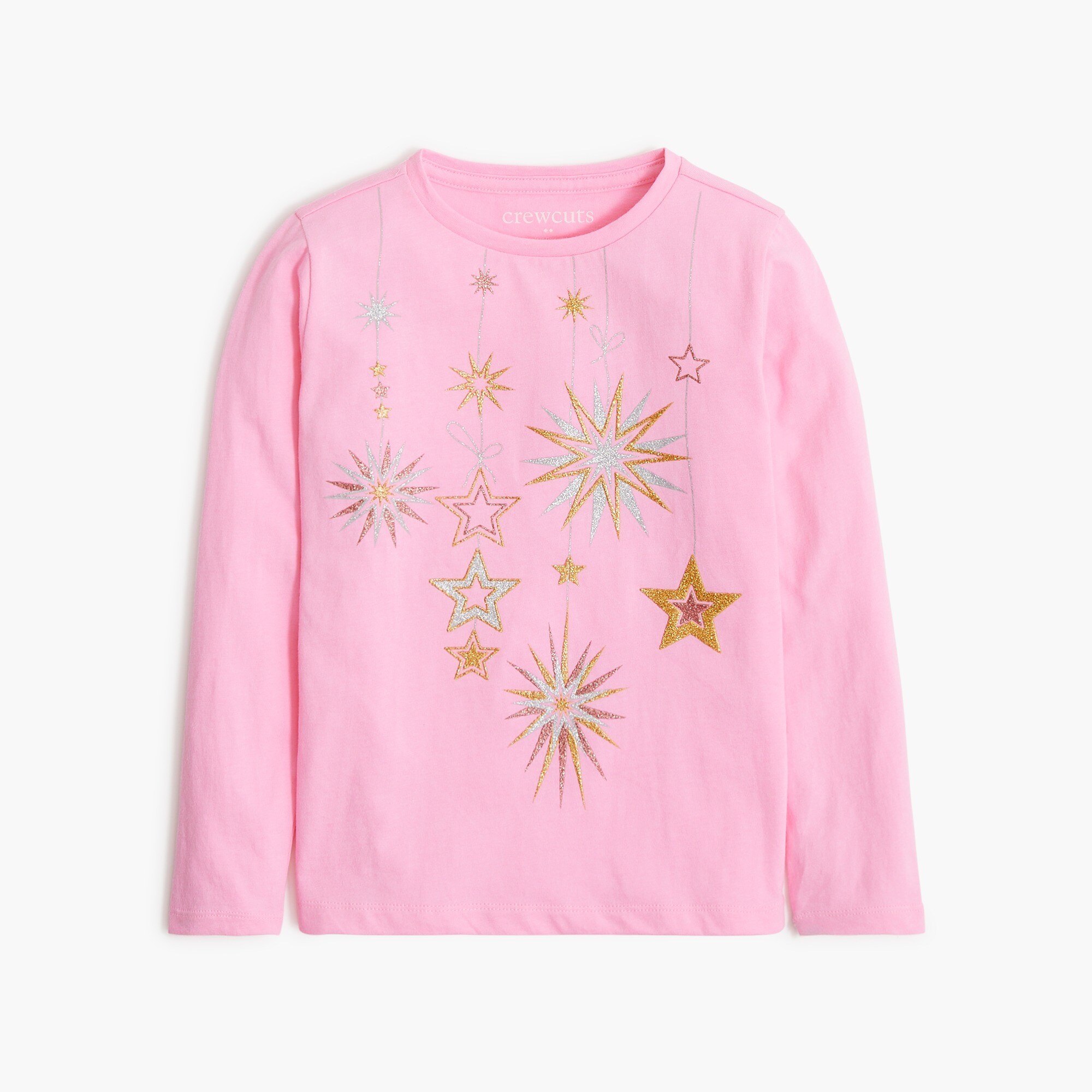 Girls' long-sleeve sparkle star graphic tee