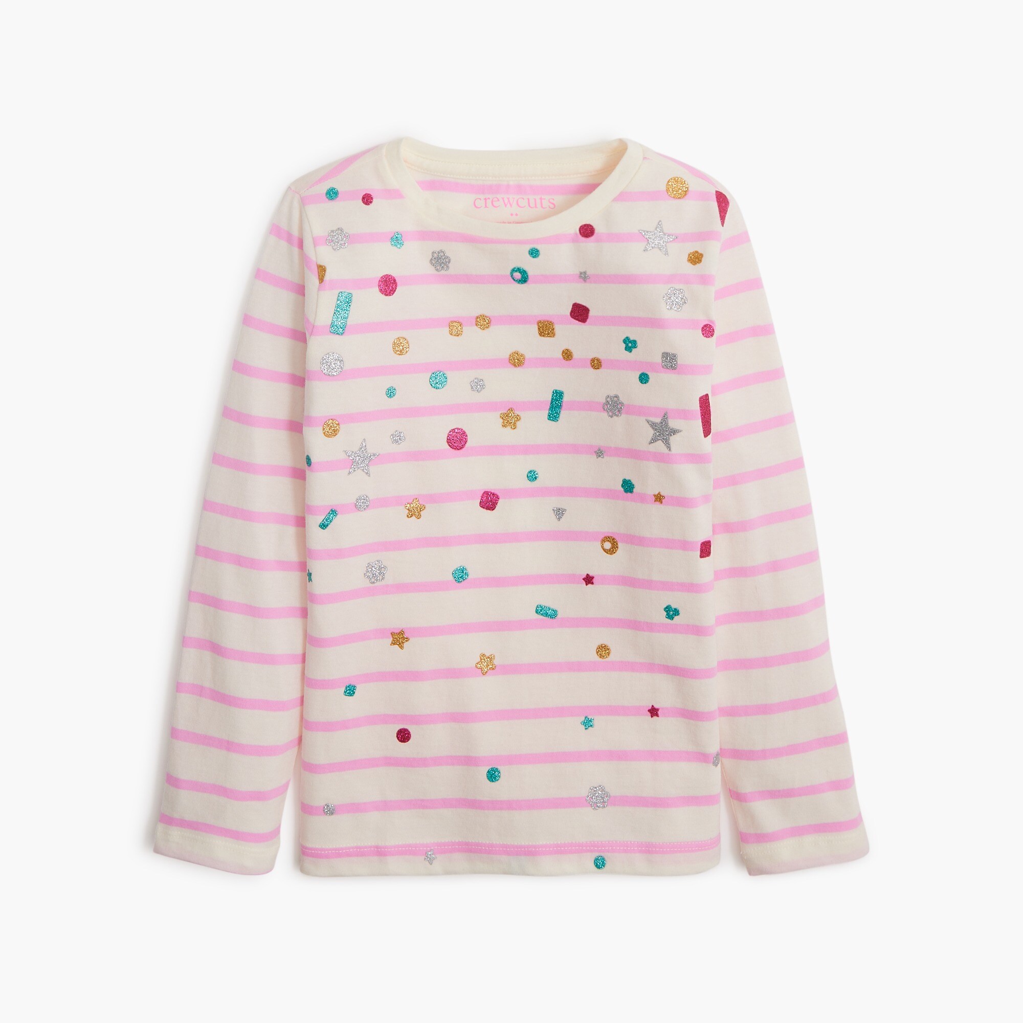girls' long-sleeve confetti-striped graphic tee for girls