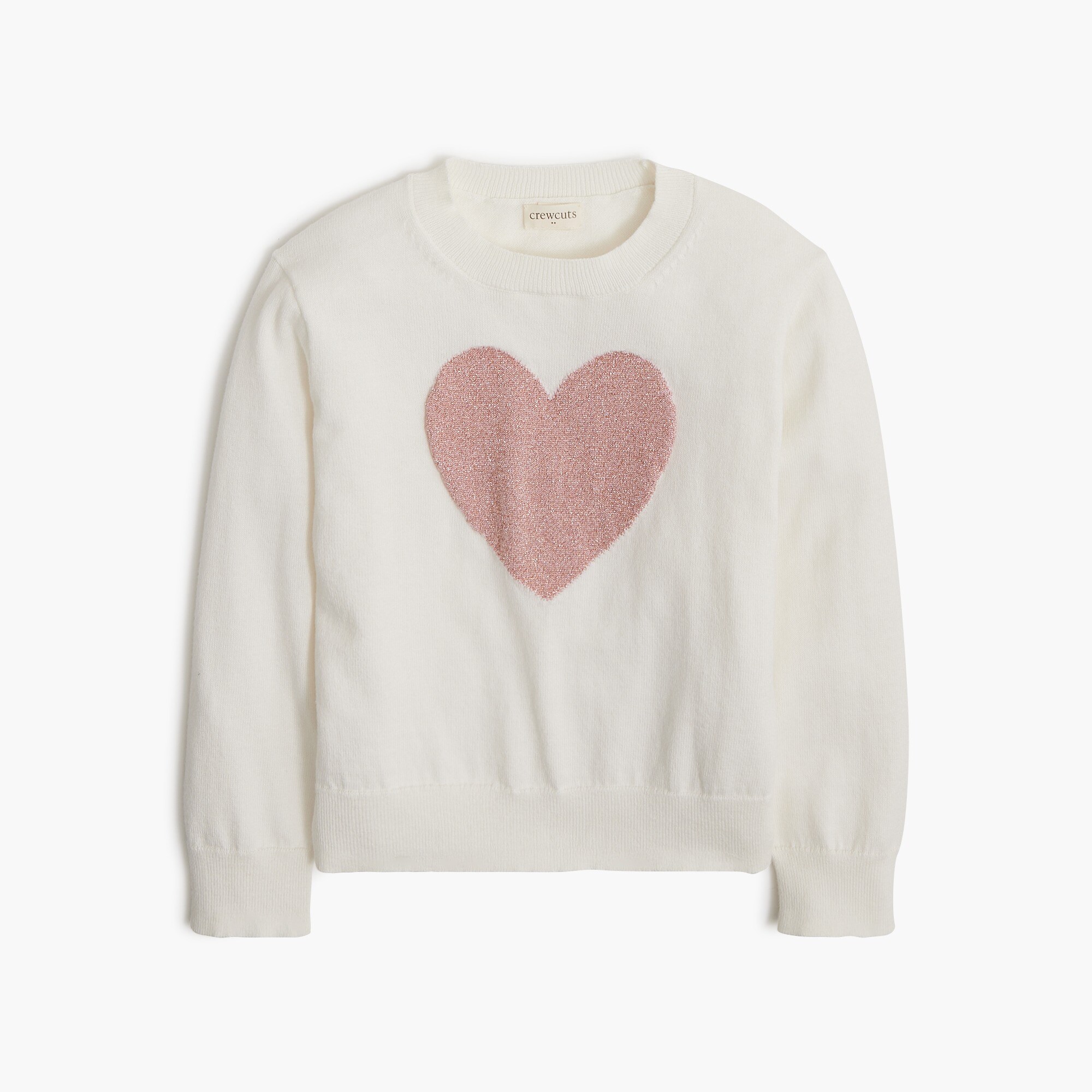 Girls' pink shimmer heart sweater