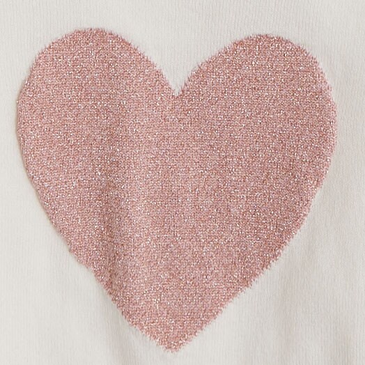 Girls' pink shimmer heart sweater IVORY COOL PINK ROSE GO factory: girls' pink shimmer heart sweater for girls
