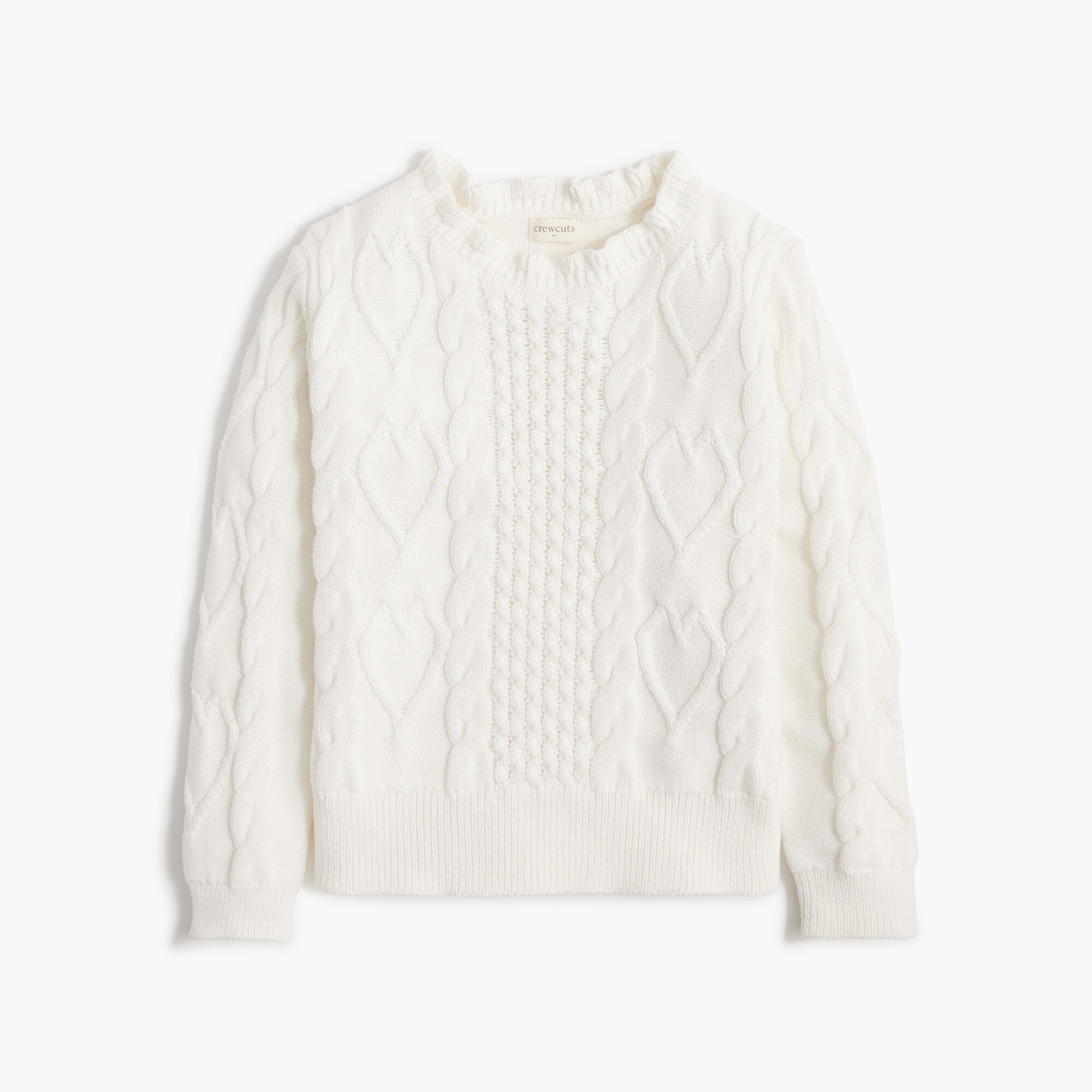 Girls' heart cable-knit sweater