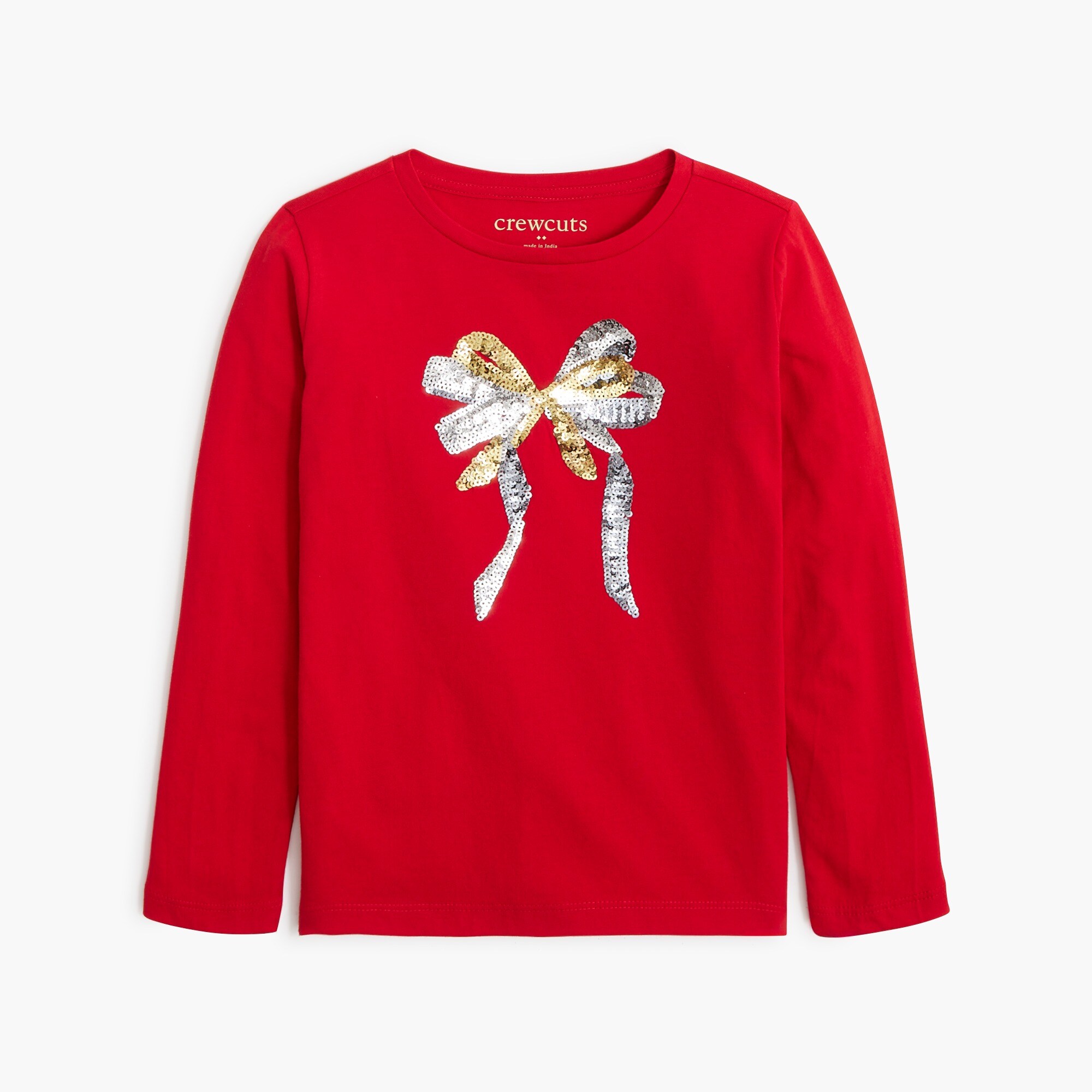 girls' long-sleeve sequin bow tee for girls