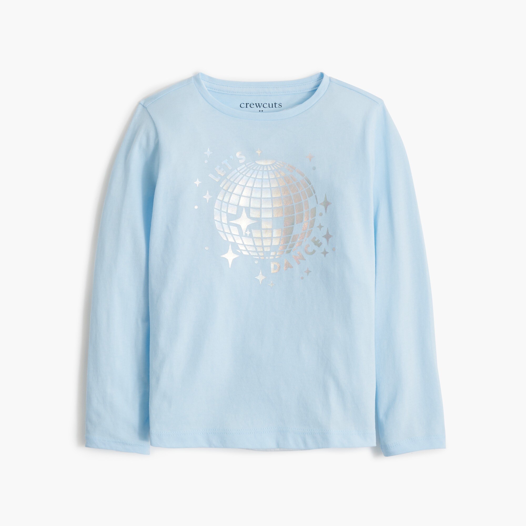 girls' long-sleeve metallic disco graphic tee for girls