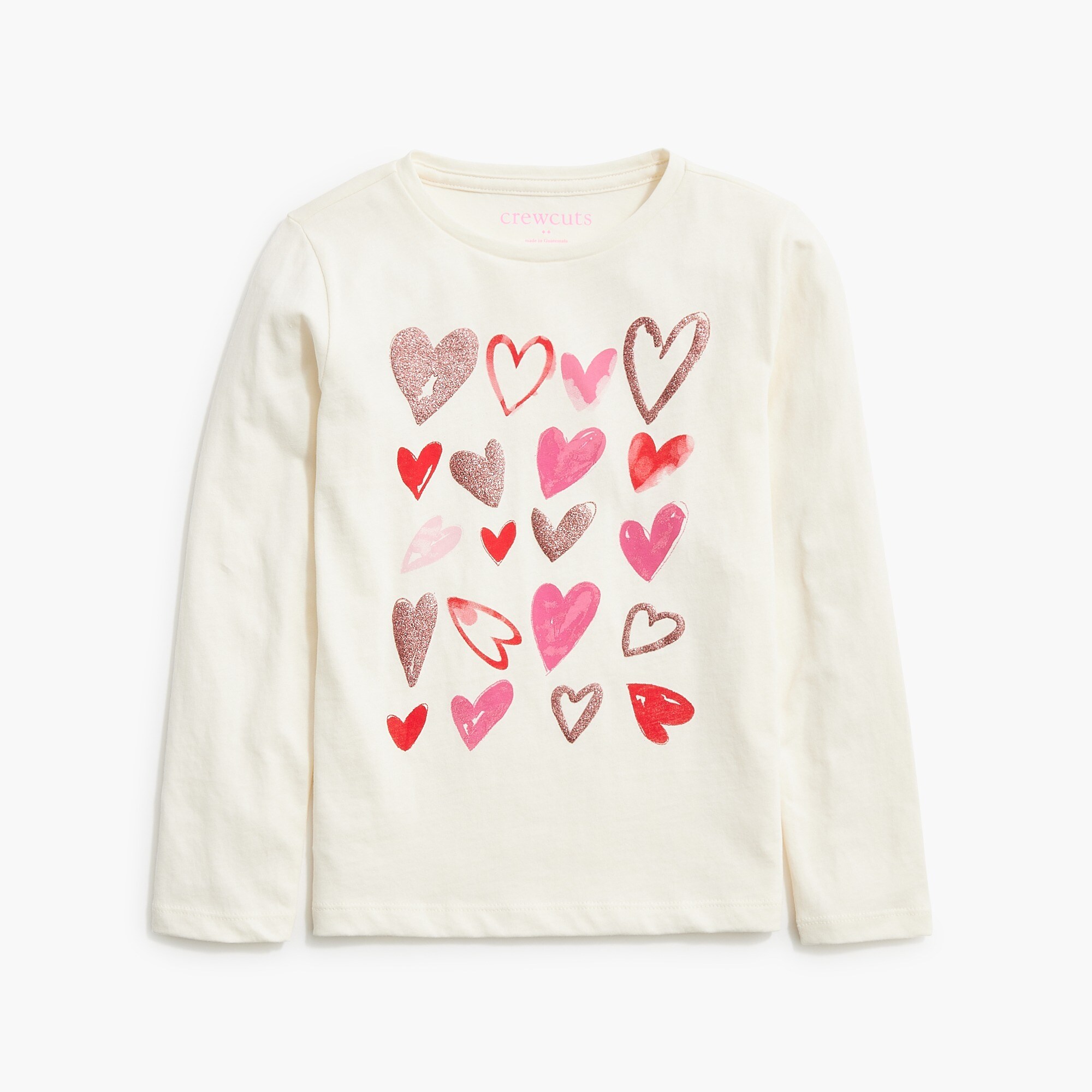 Girls' long-sleeve heart graphic tee