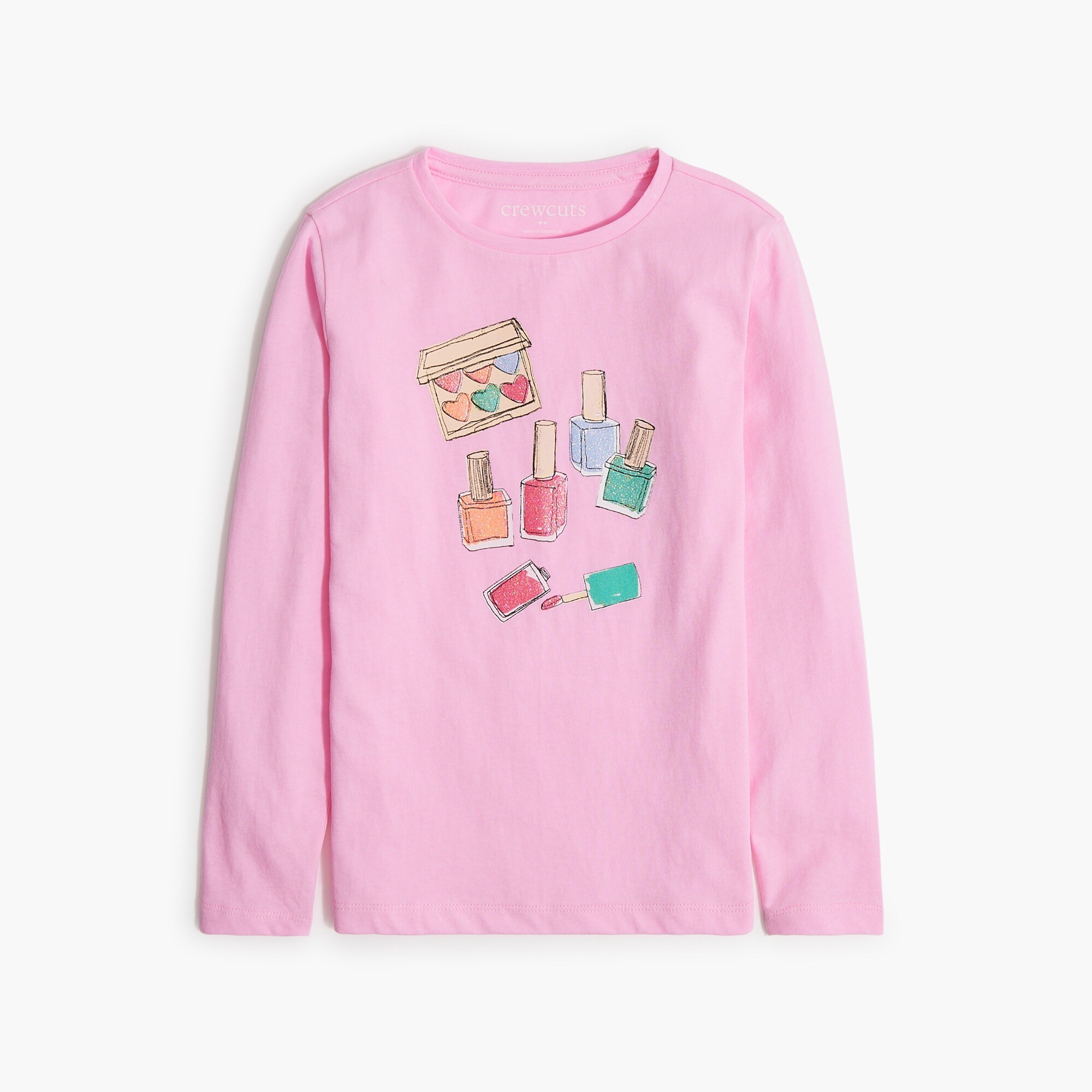 Girls' long-sleeve makeup graphic tee