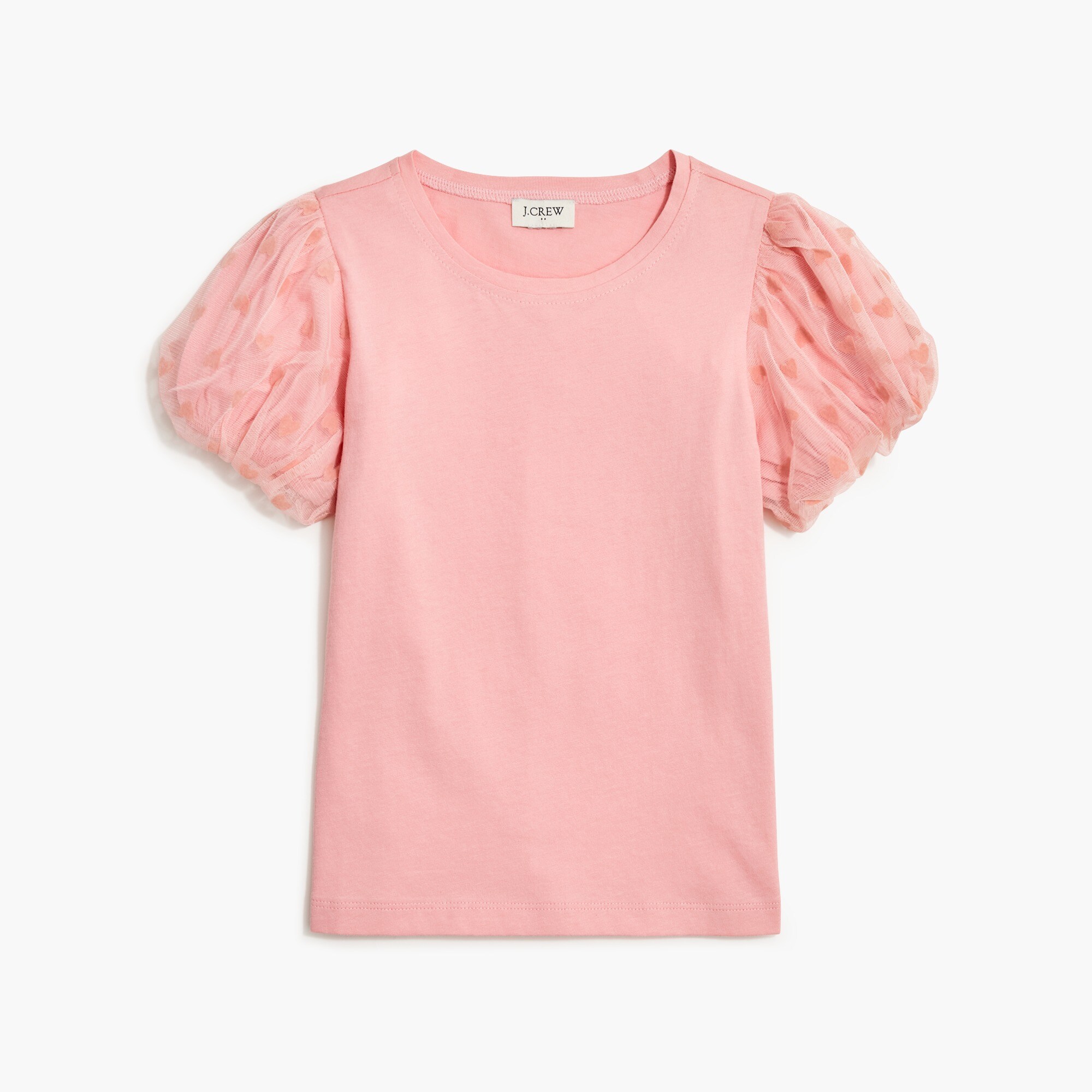 Girls' pink mixed-media heart tee
